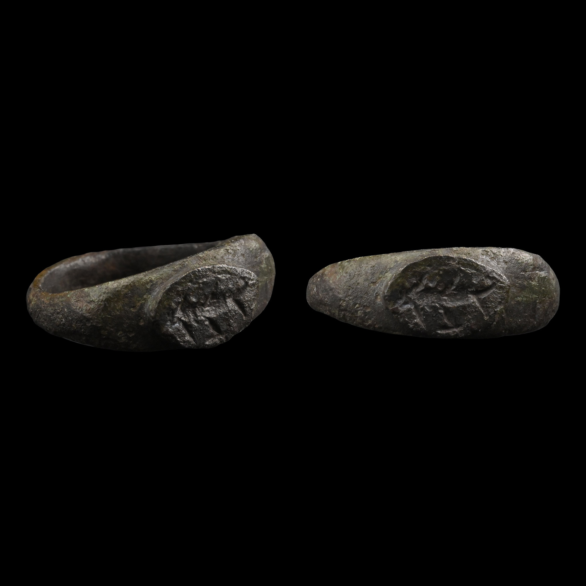 Roman Early Christian Bronze Ring with Fish