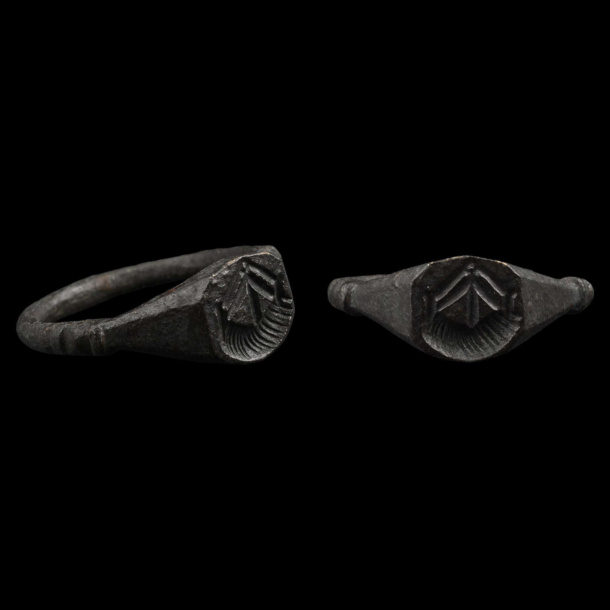 Late Roman Bronze Ring with Galley