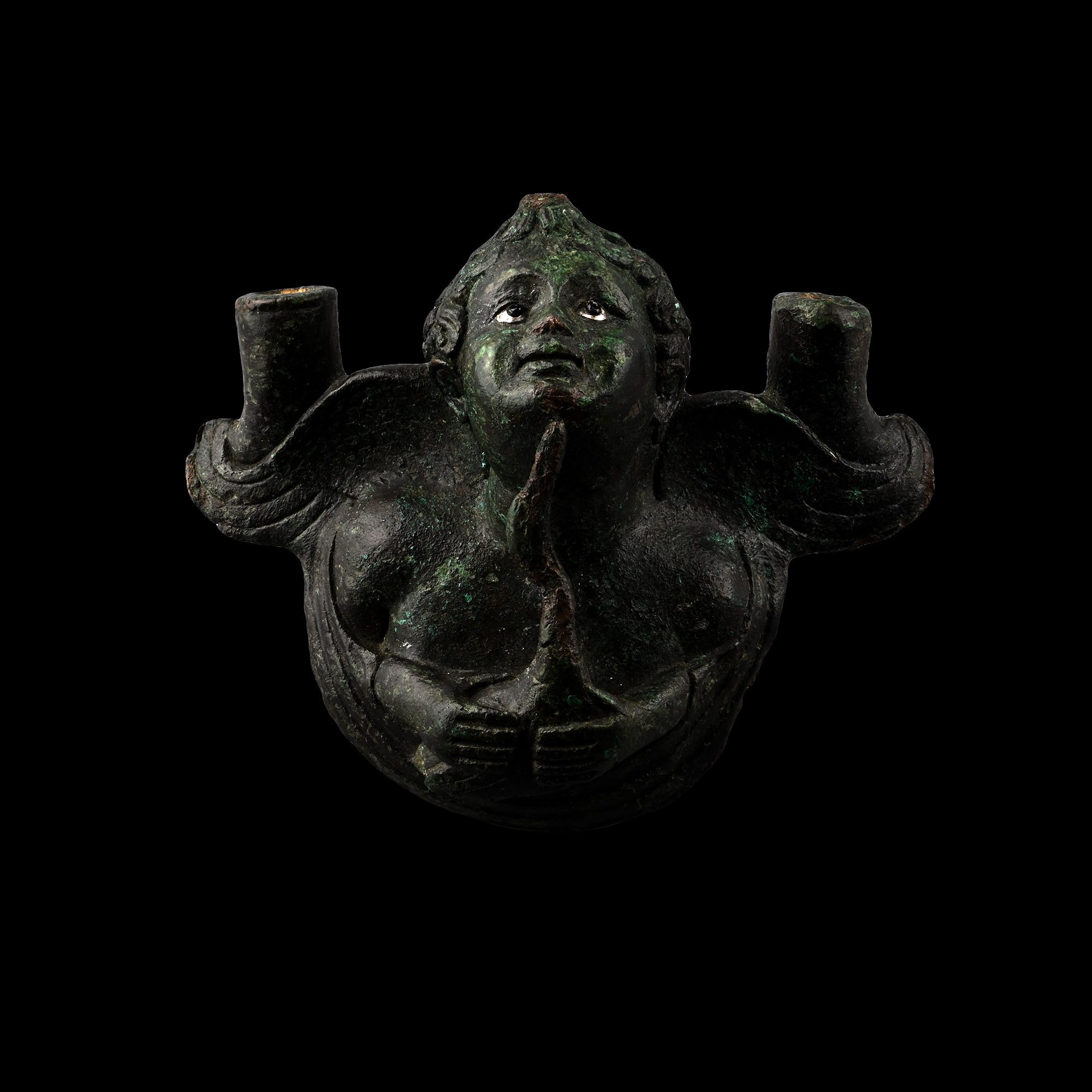 Roman Bronze Eros Cradling Goose Applique
