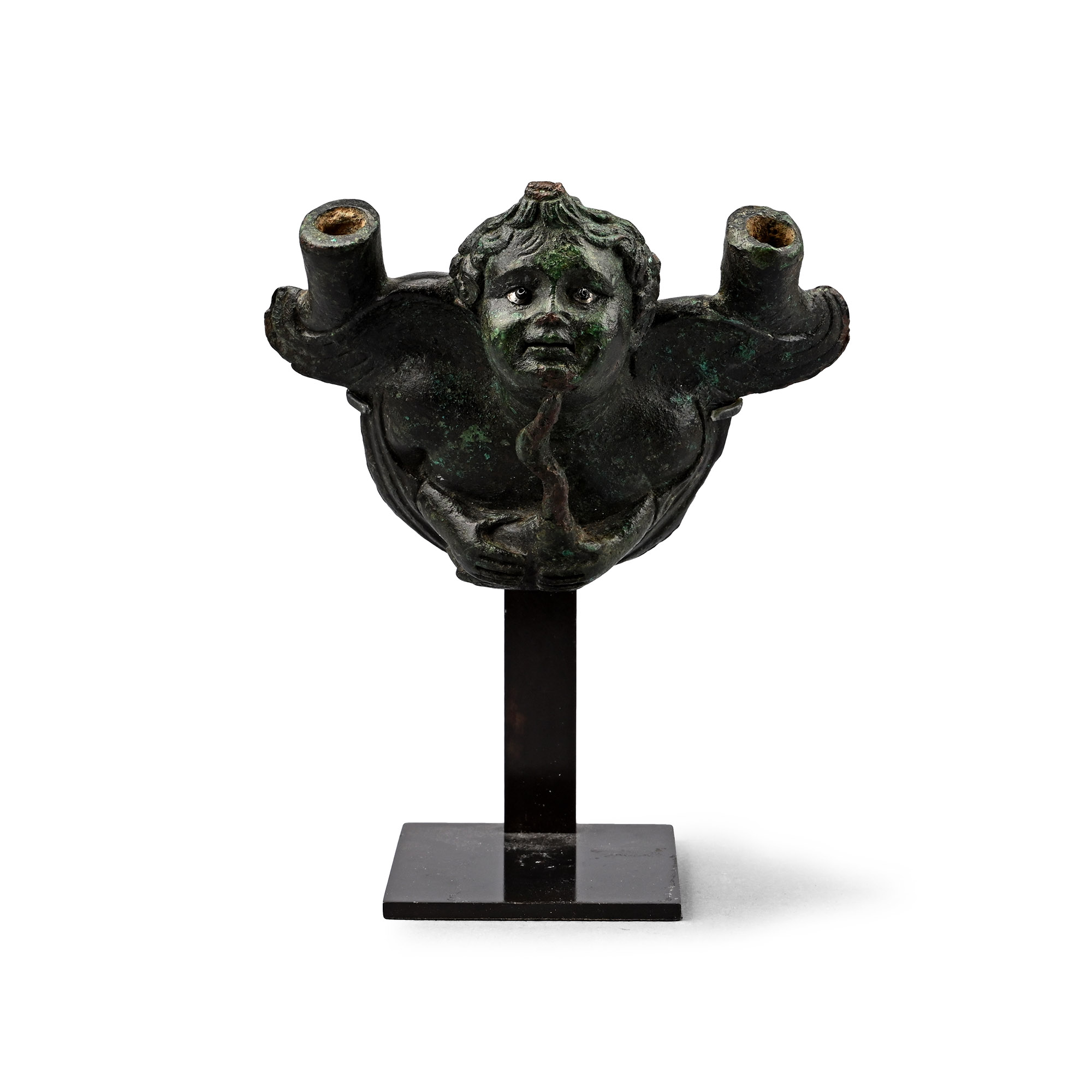 Roman Bronze Eros Cradling Goose Applique