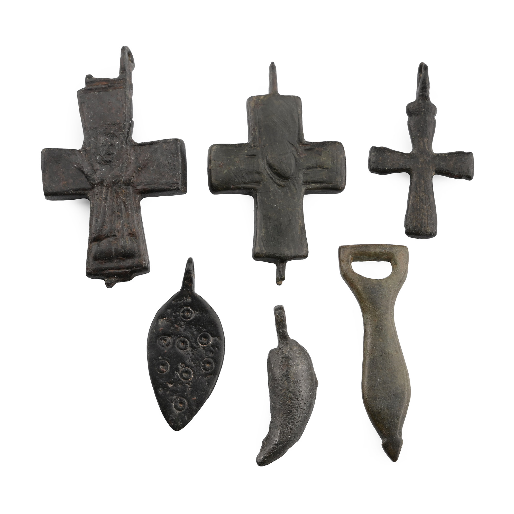 Byzantine Bronze Cross and Other Pendant Collection