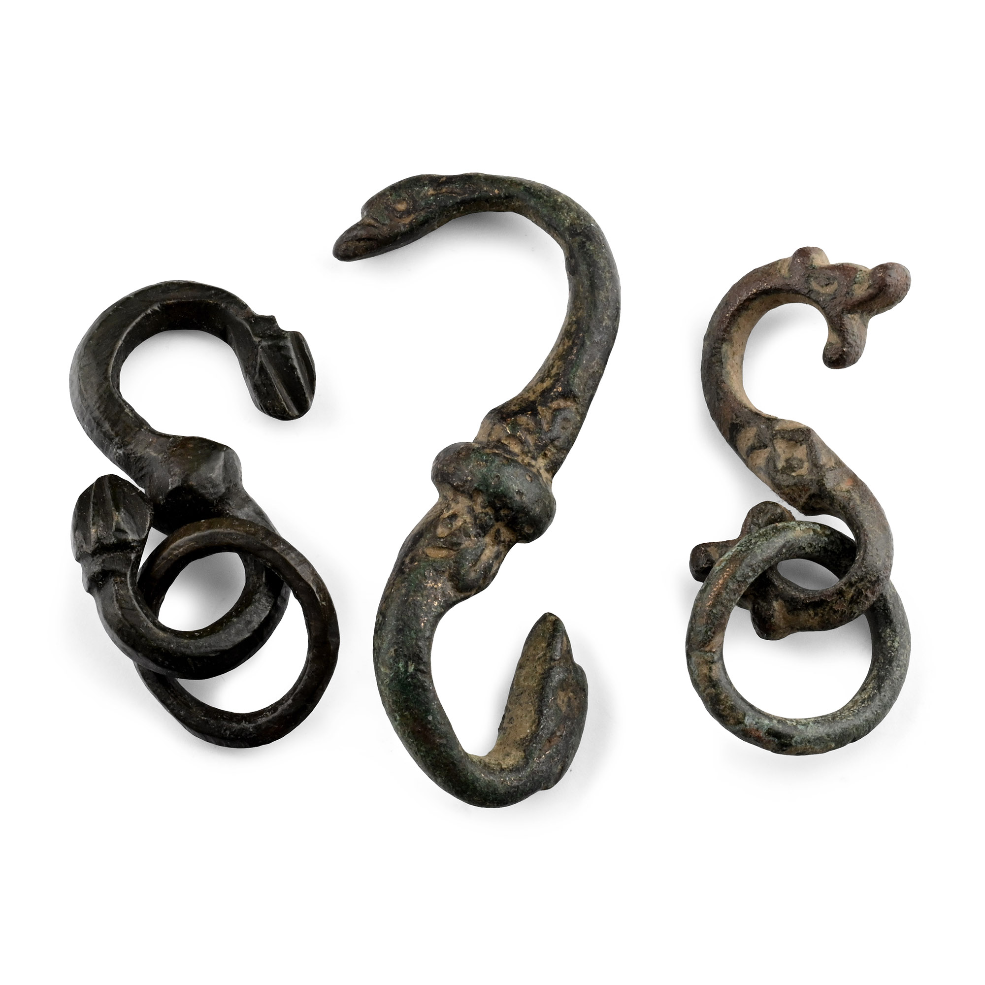 Medieval Bronze S-Shaped Sword and Dagger Hanger Collection