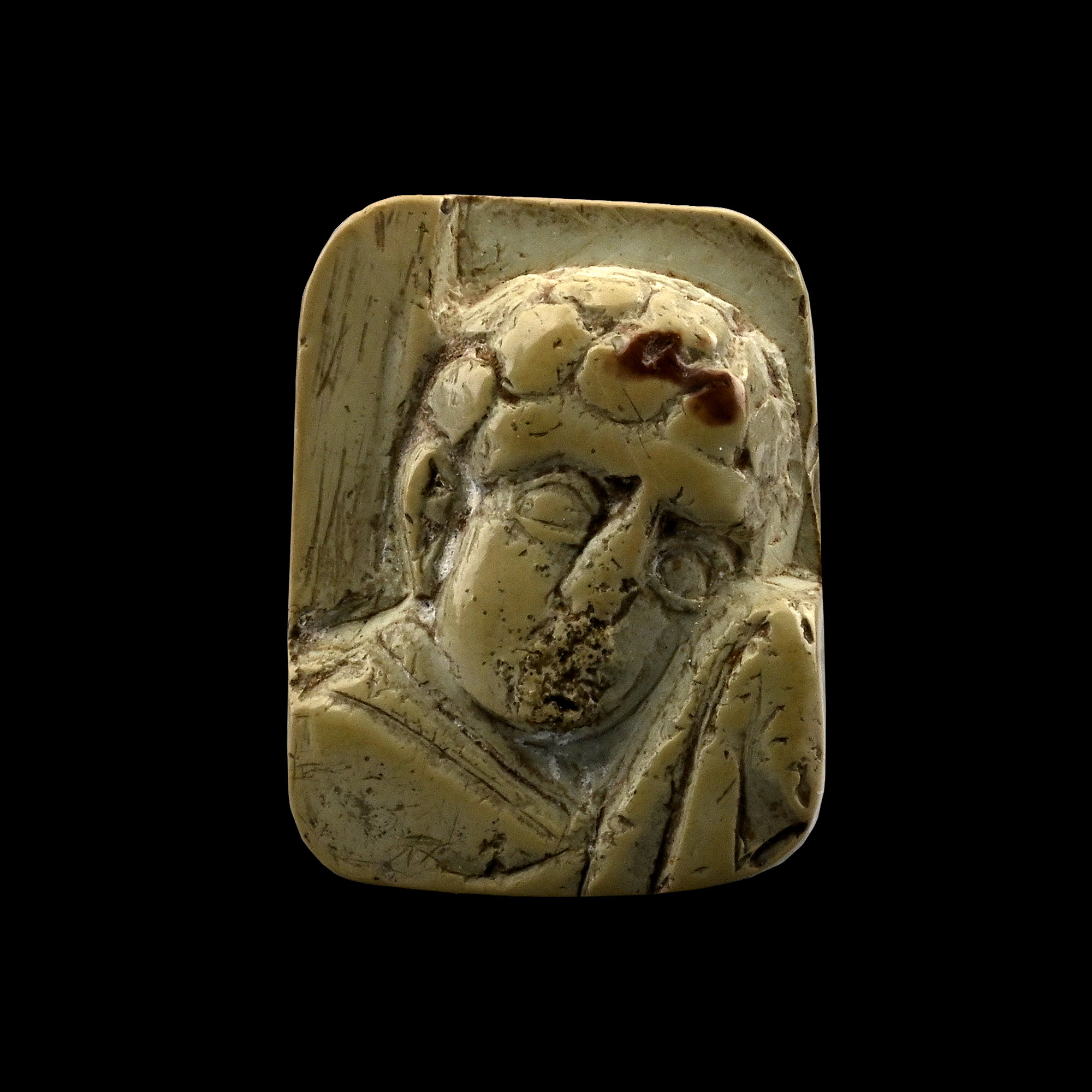 Byzantine Steatite Mount with Saint John the Theologian