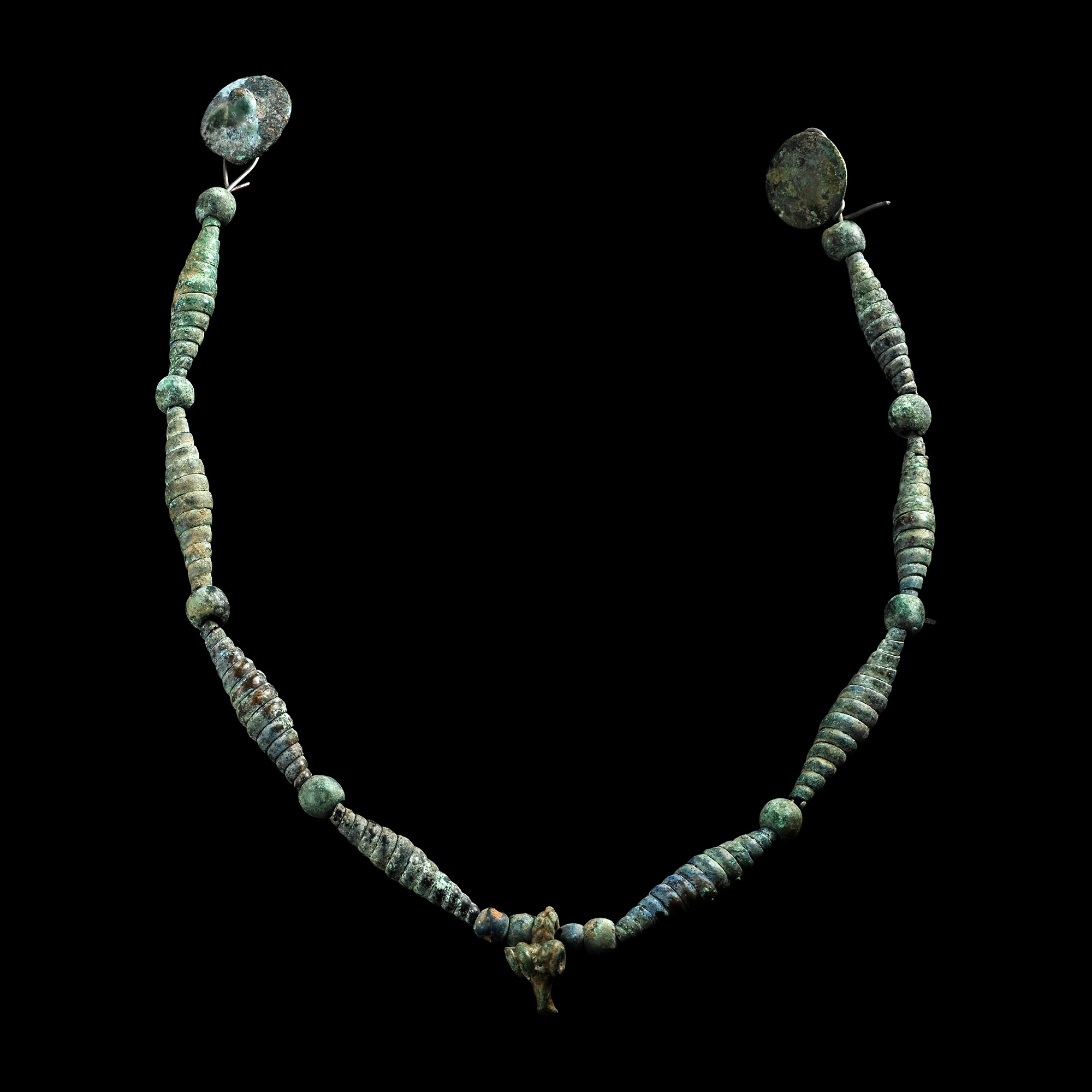 Bronze Age Coiled Bead Necklace with Pendants