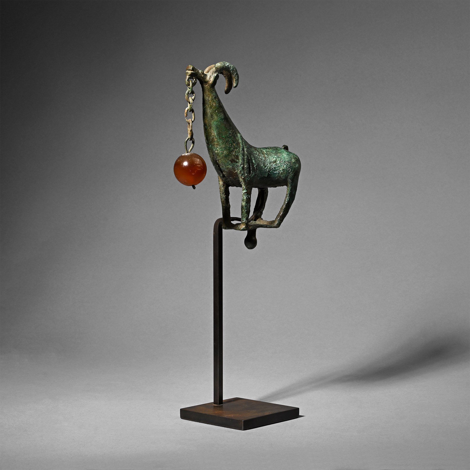 Bronze Military Standard Finial of an Ibex