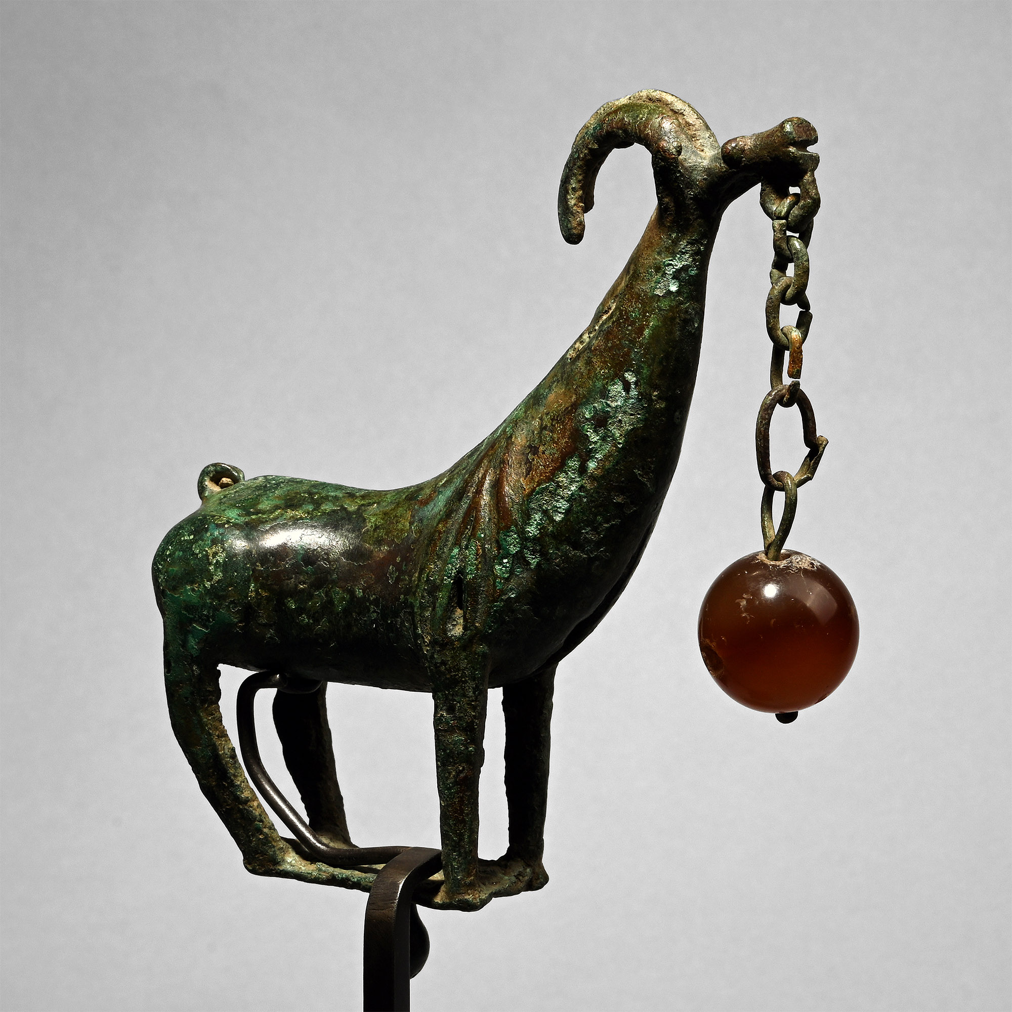 Bronze Military Standard Finial of an Ibex