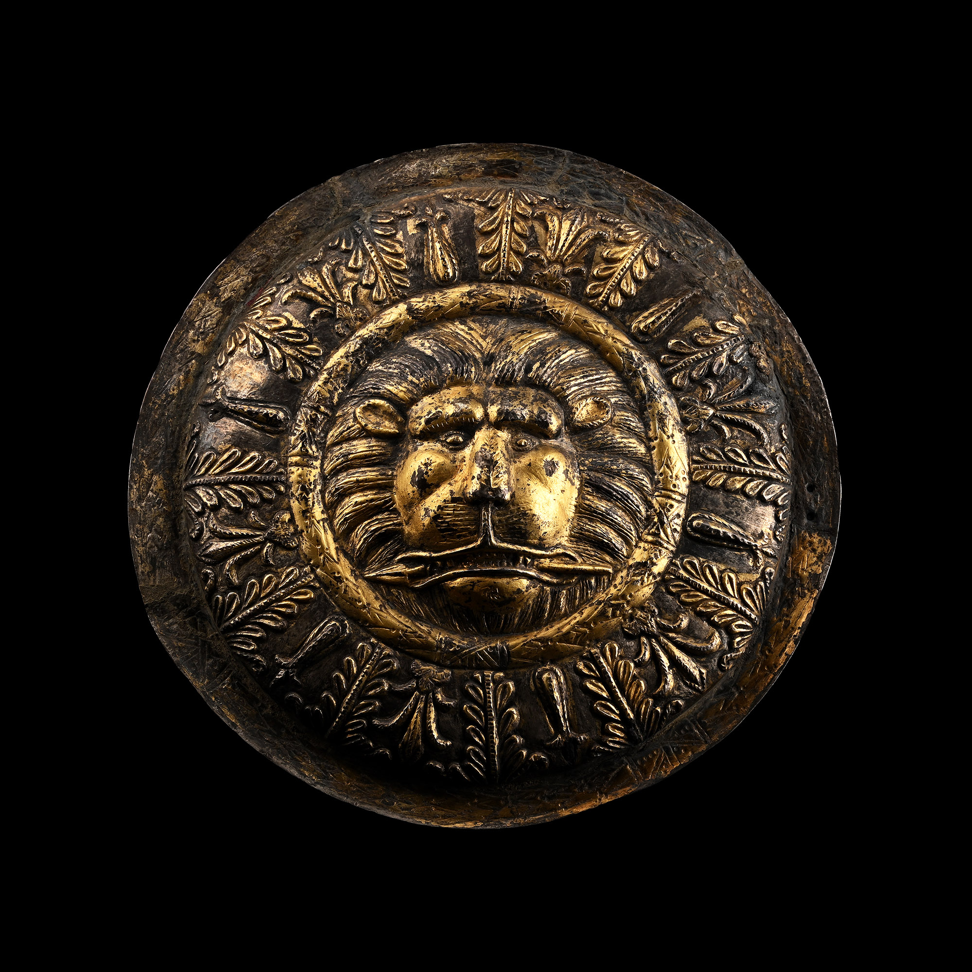 Greek Silver-Gilt Lion-Head Military Phalera