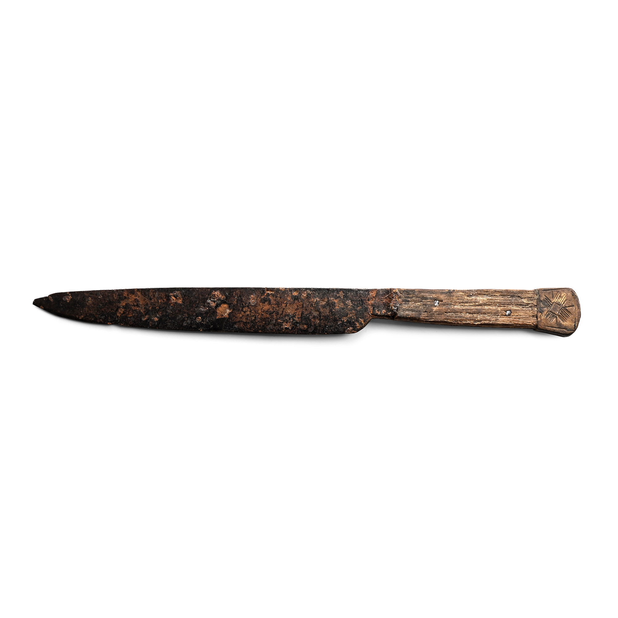 Medieval Iron Knife with Bronze Pommel