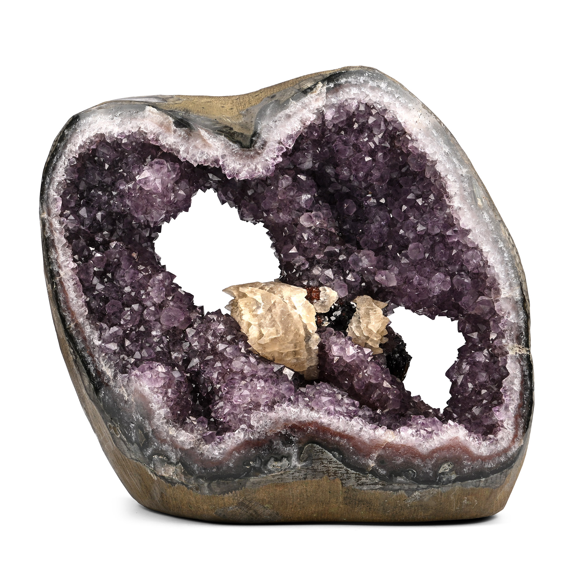 Amethyst Crystal Geode with Calcite Rosettes