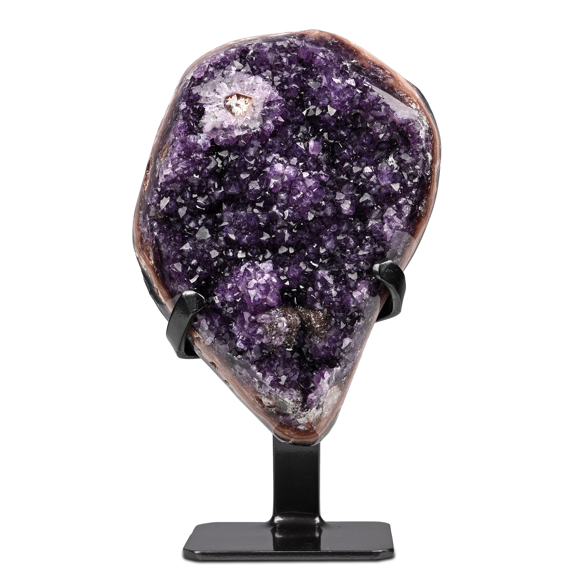 Teardrop-Shaped Amethyst Crystal Geode Display