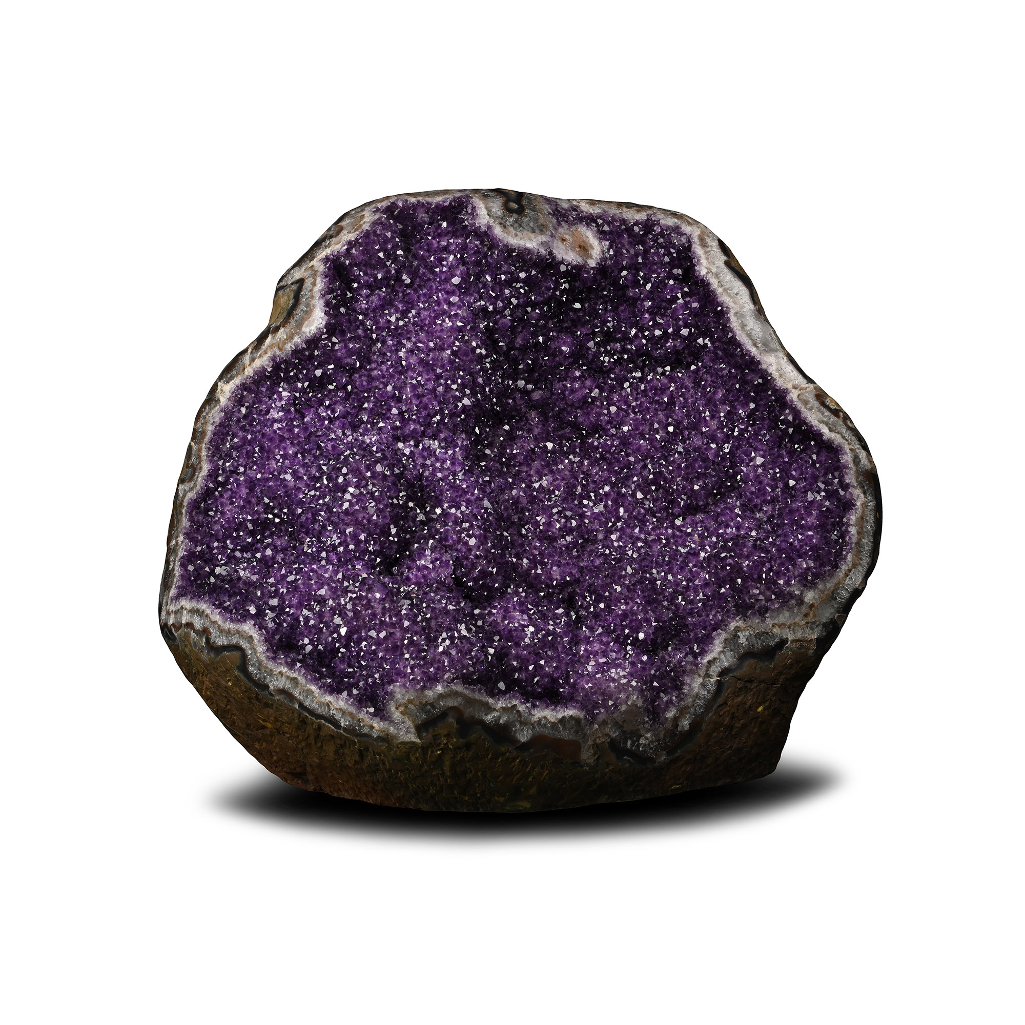 Massive Deep Purple Amethyst Crystal Geode Display