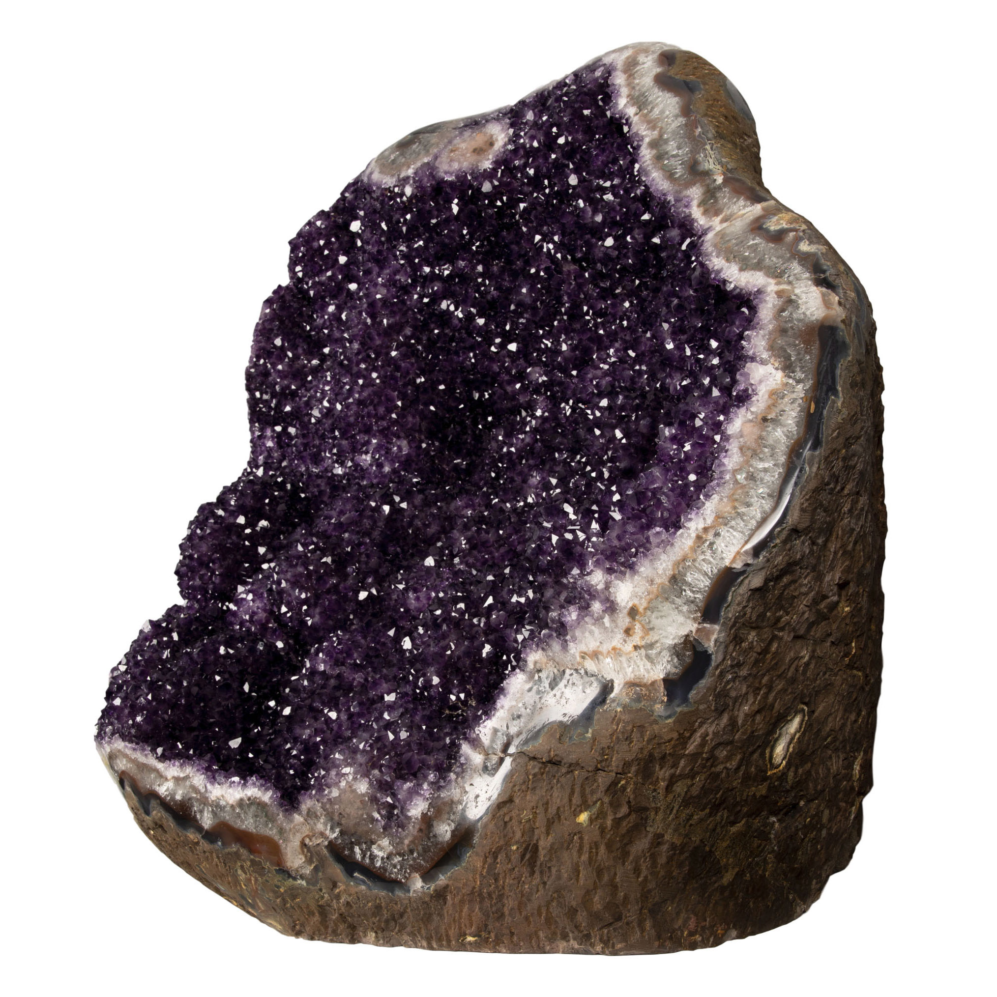 Massive Deep Purple Amethyst Crystal Geode Display