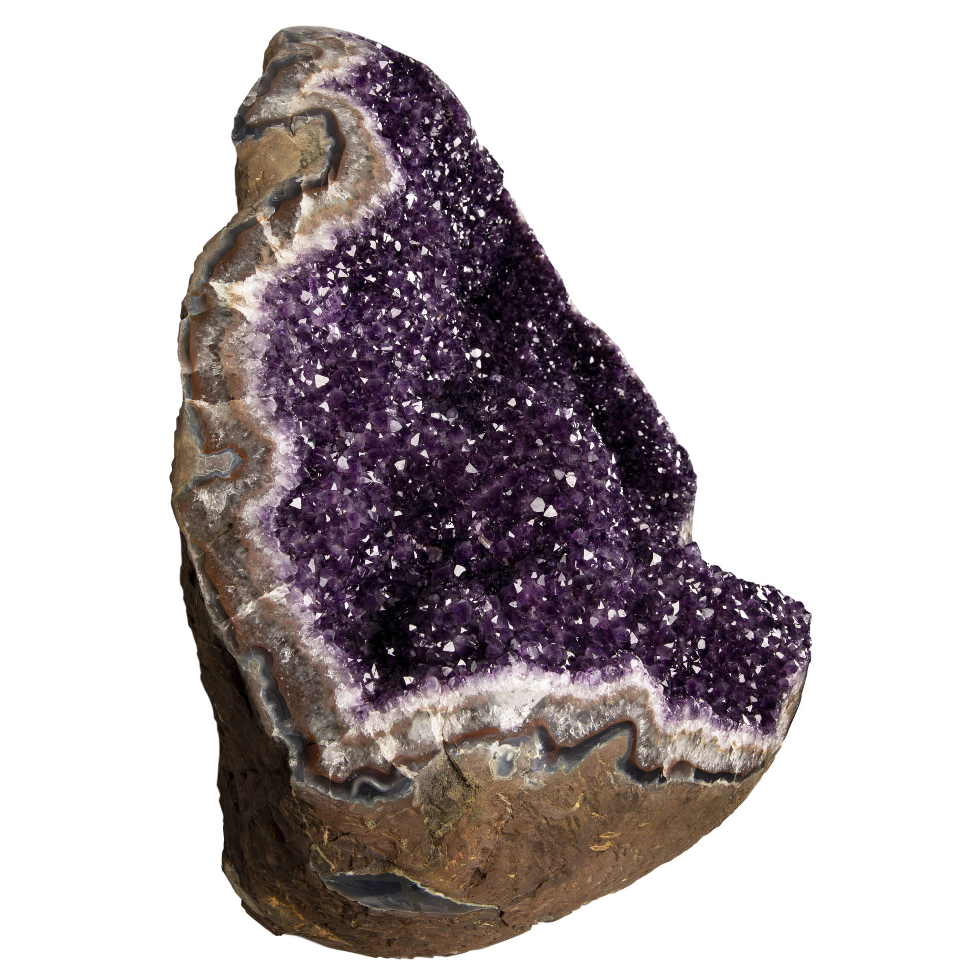 Massive Deep Purple Amethyst Crystal Geode Display