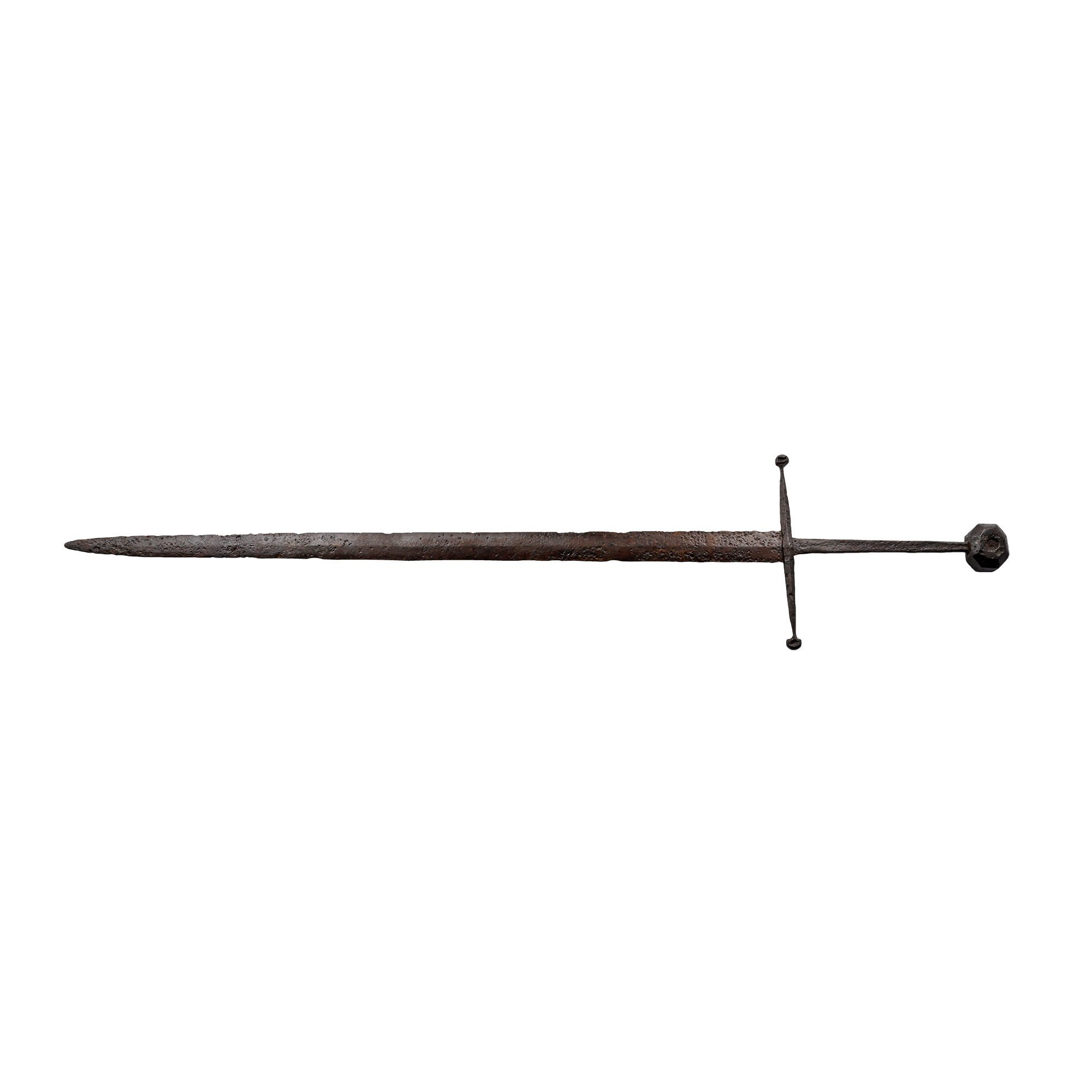 Medieval Knight's Iron Hand-and-a-Half Sword with Icosikaidigon Pommel