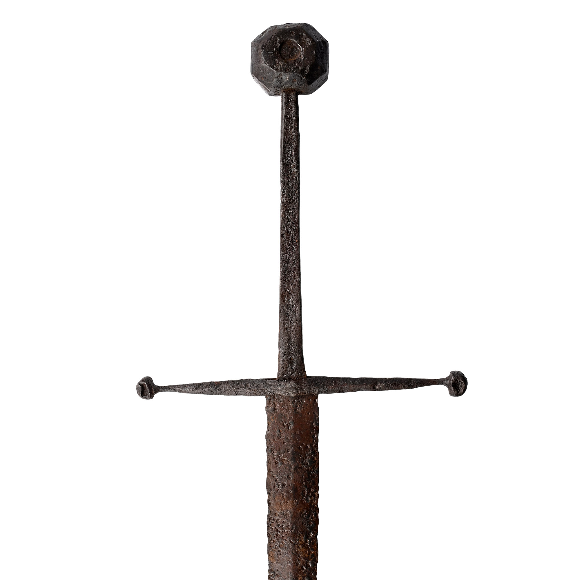 Medieval Knight's Iron Hand-and-a-Half Sword with Icosikaidigon Pommel