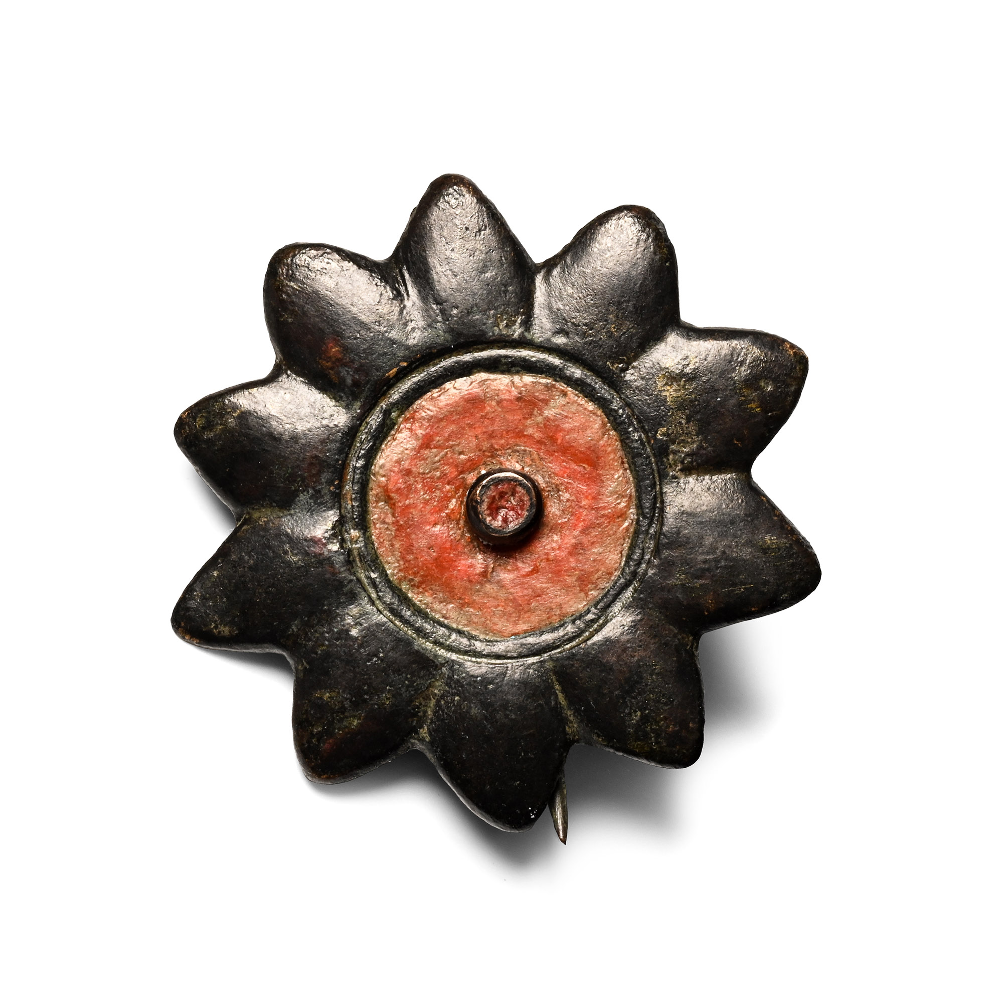 Roman Enamelled Bronze Flower-Shaped Plate Brooch