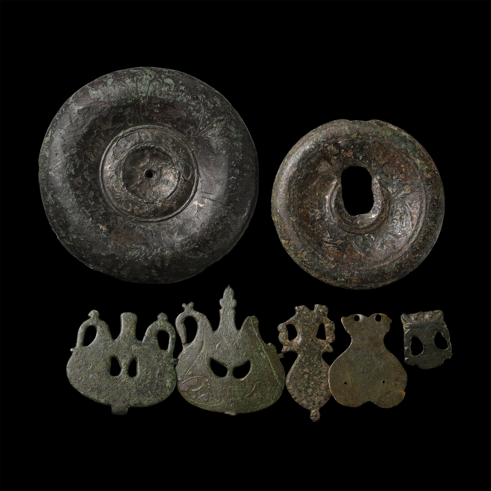 Roman Bronze Equestrian Military Decoration and Belt End Group