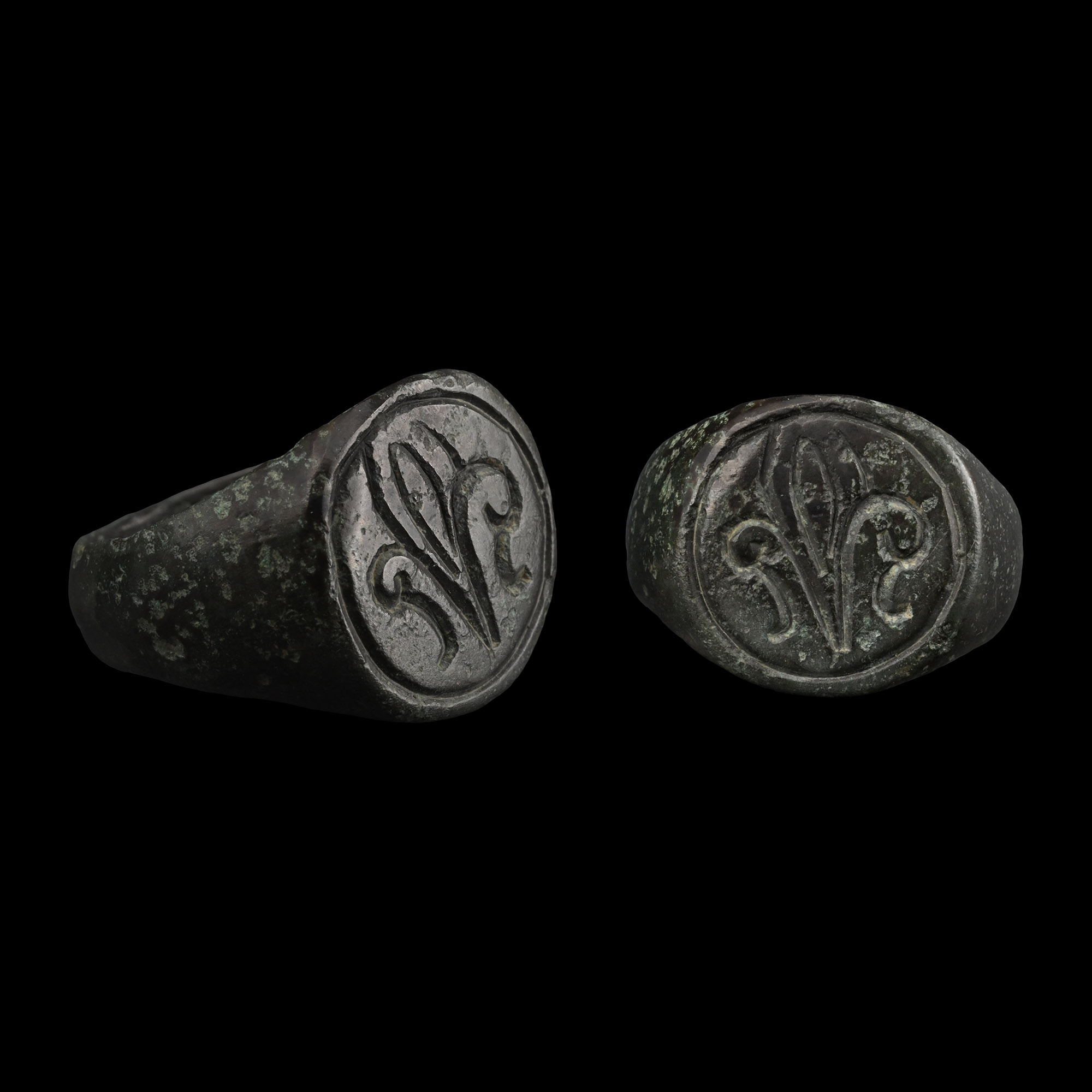 Medieval Bronze Ring with Fleur-De-Lys
