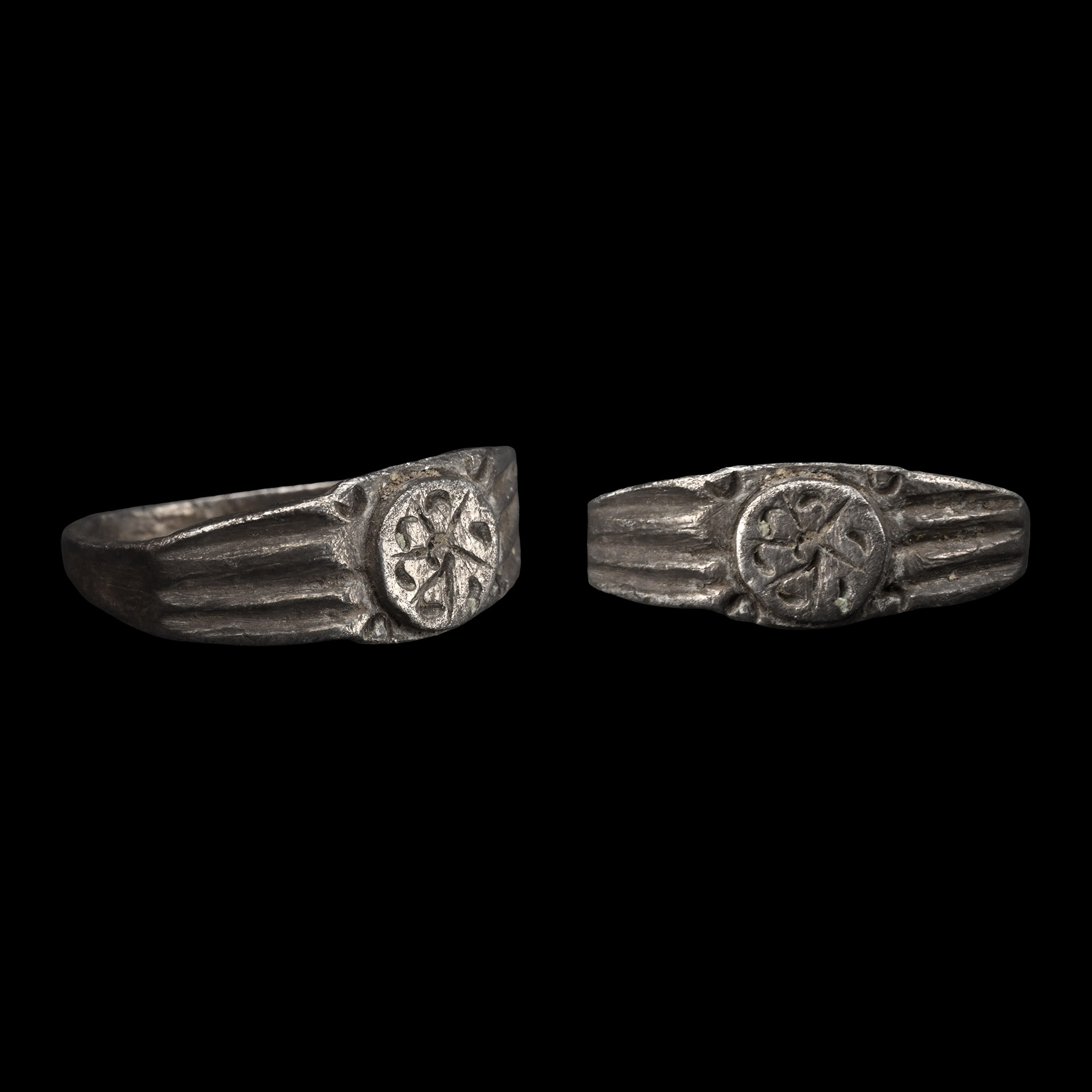 Roman Silver Ring with Sun-Wheel
