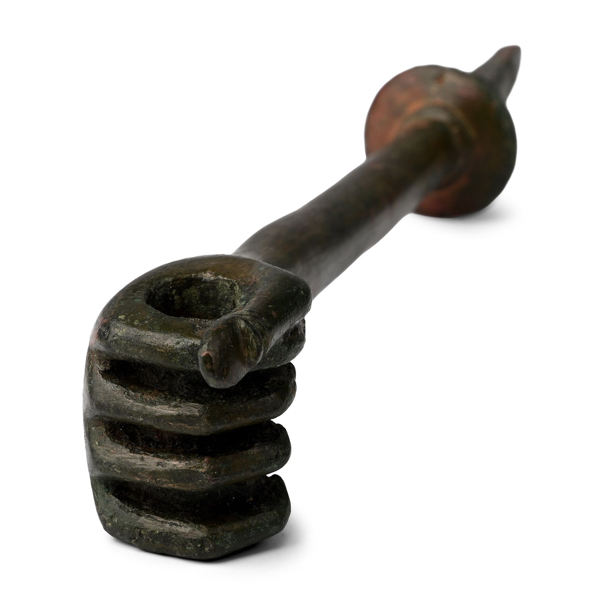 Roman Bronze Lamp Holder Shaped as Arm