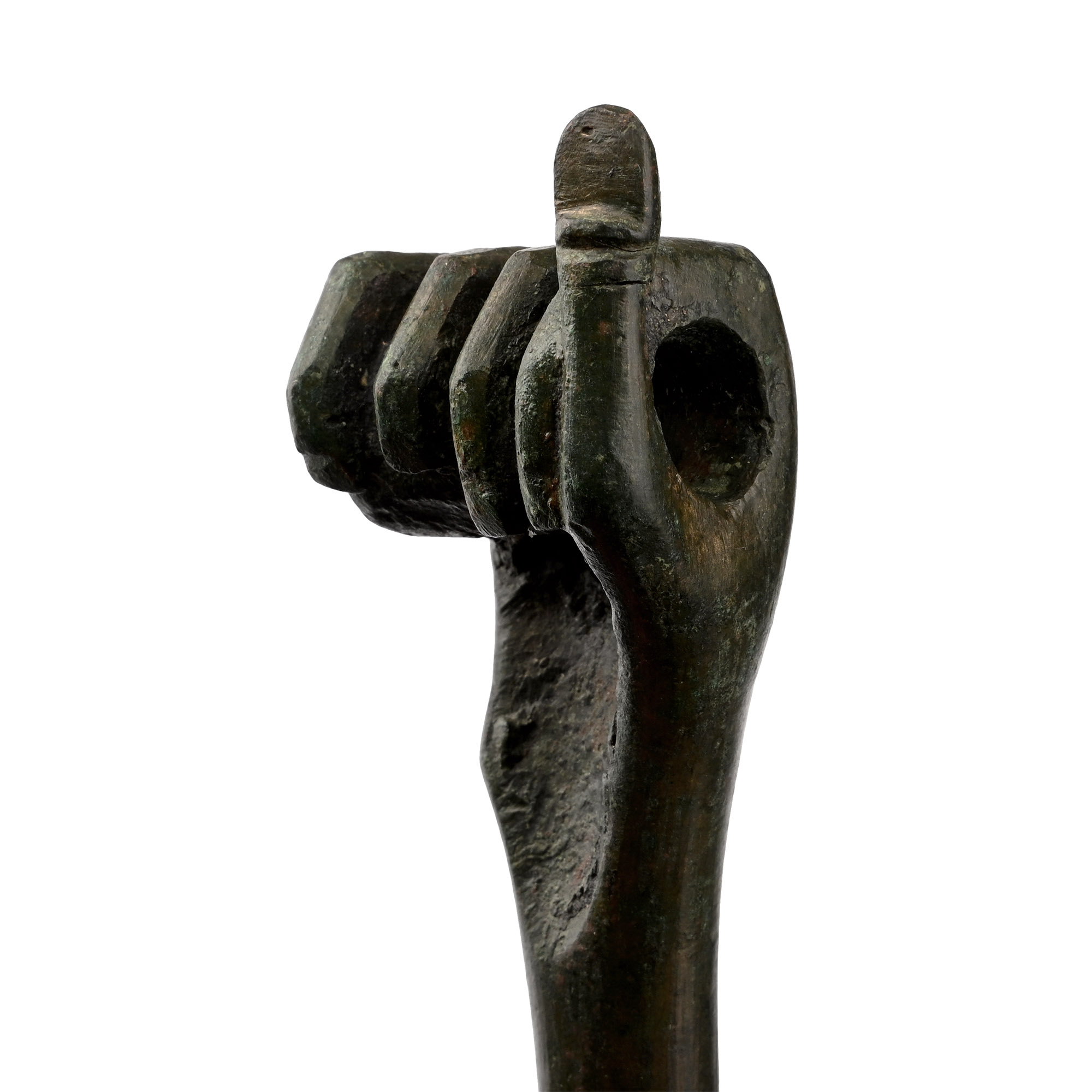 Roman Bronze Lamp Holder Shaped as Arm