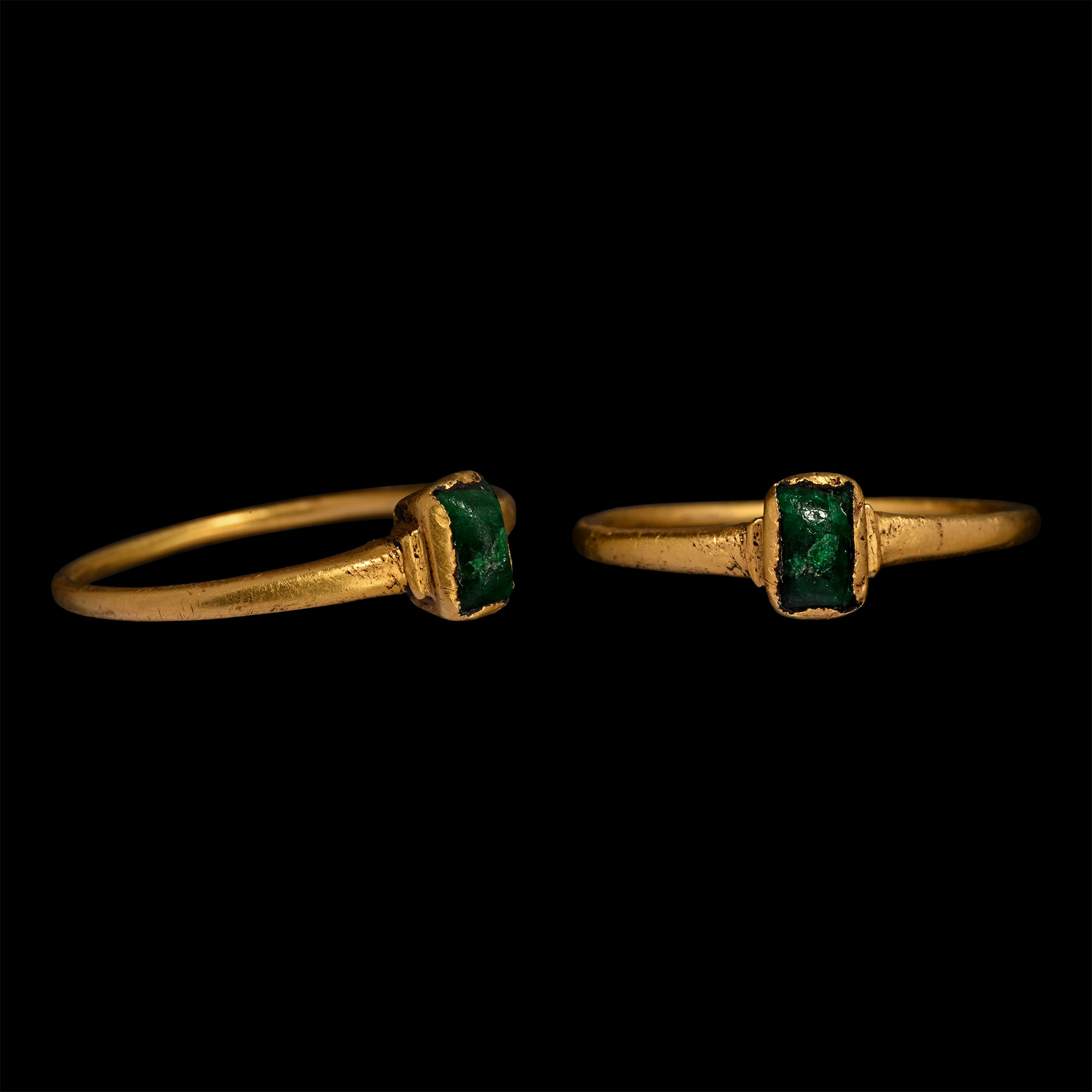 Medieval Gold Ring with Green Cabochon
