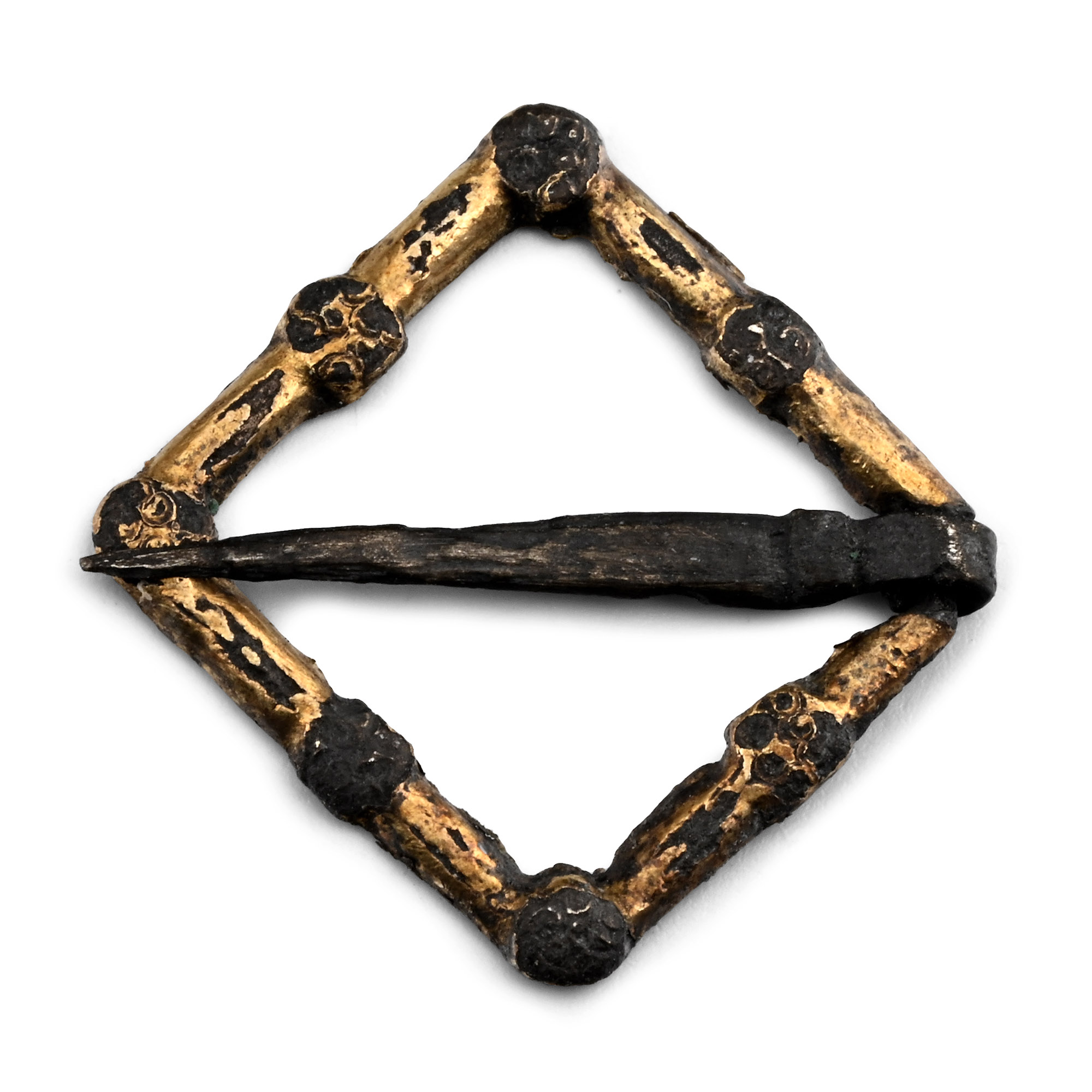 Medieval 'Thames' Silver-Gilt Lozenge-Shaped Brooch