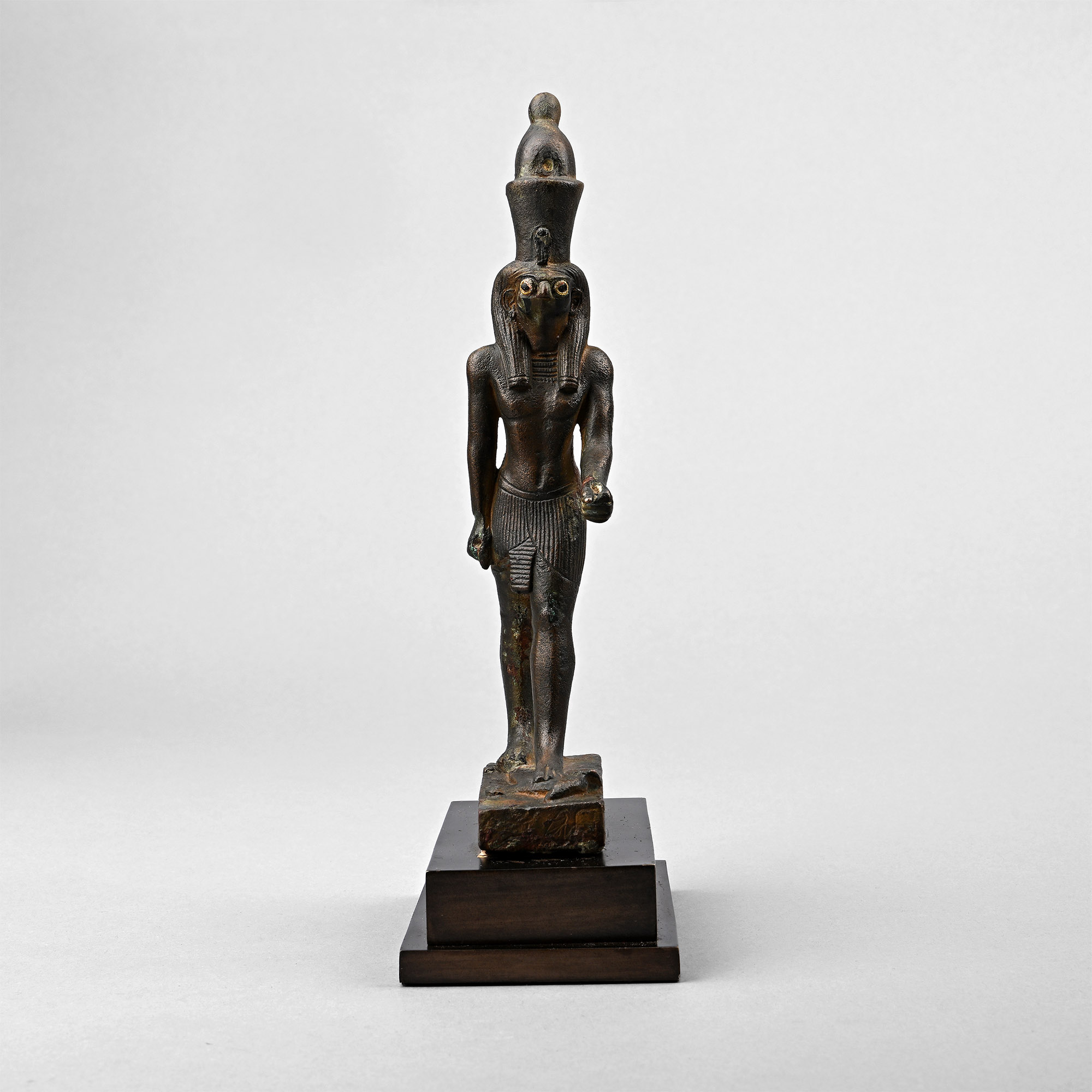 Egyptian Bronze Figure of Horus Standing on an Oryx