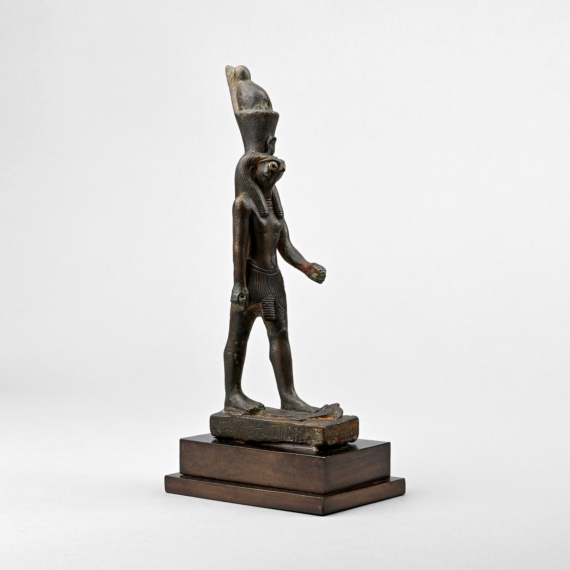 Egyptian Bronze Figure of Horus Standing on an Oryx