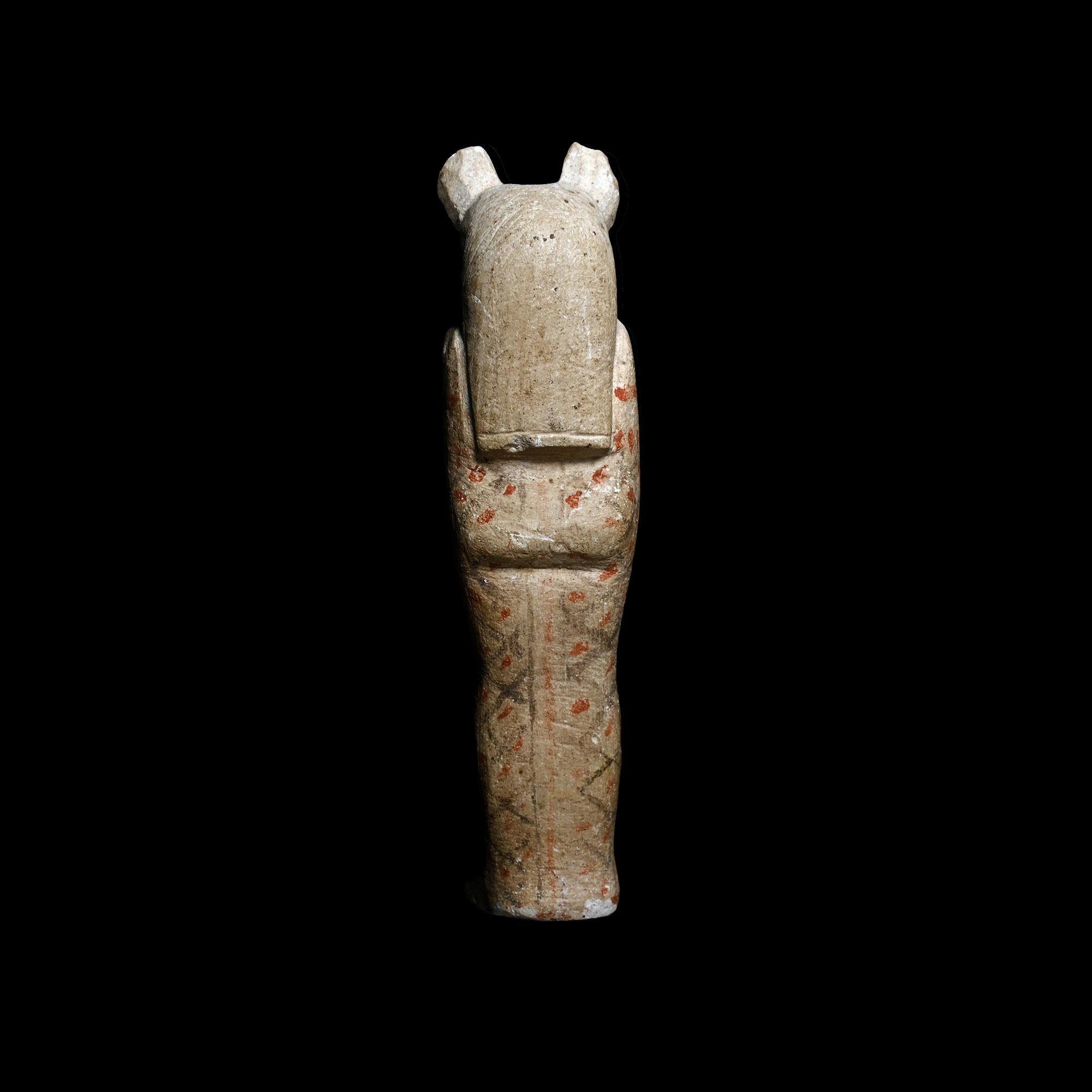 Egyptian Painted Limestone Mummiform Sekhmet Statuette