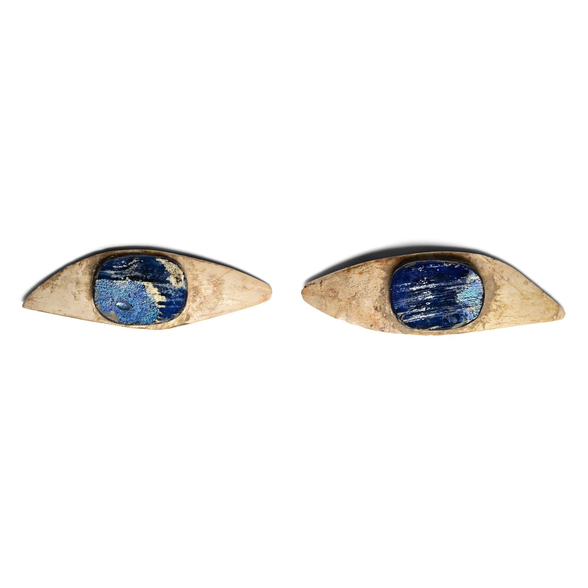 Egyptian Bone and Glass Mummy Eye Pair