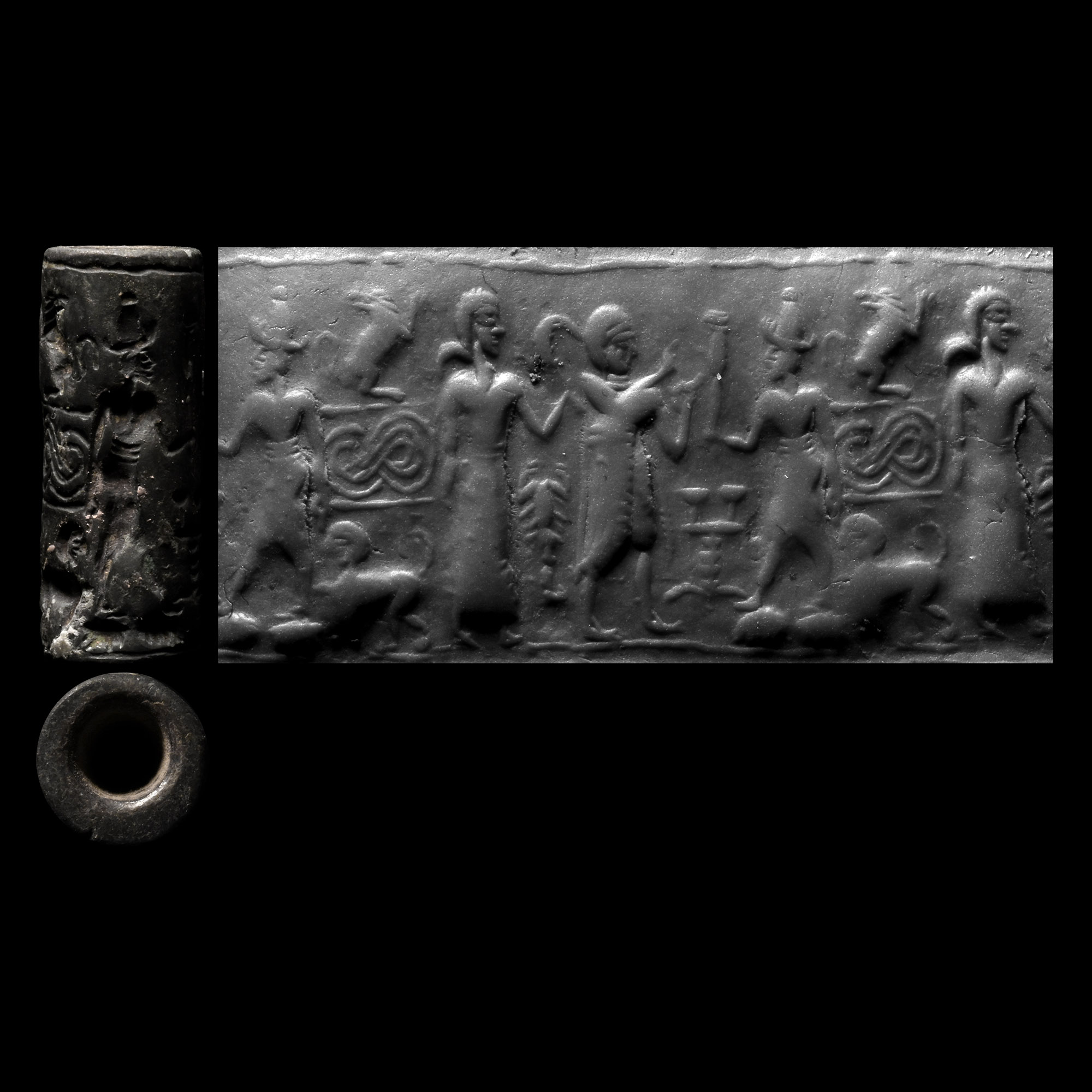 Syrian Haematite Cylinder Seal with Storm God