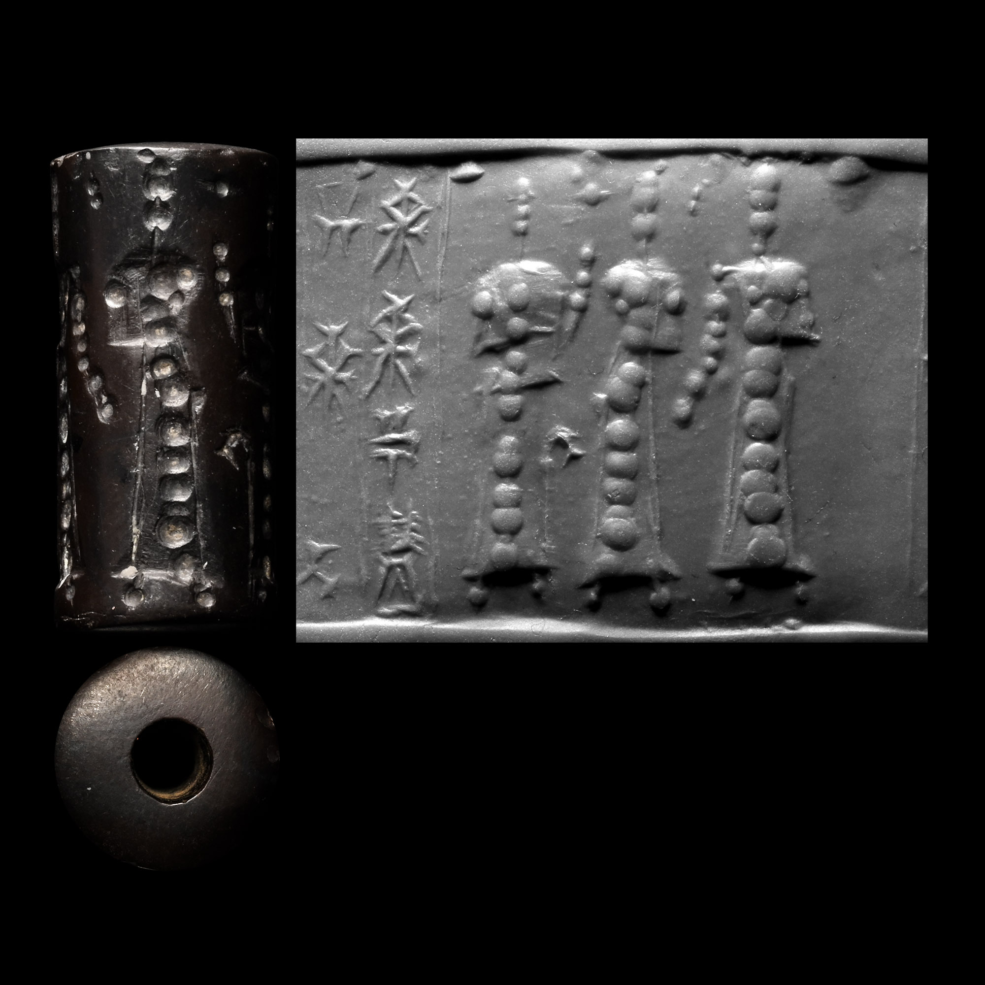 Old Babylonian Haematite Cylinder Seal with God Amurru