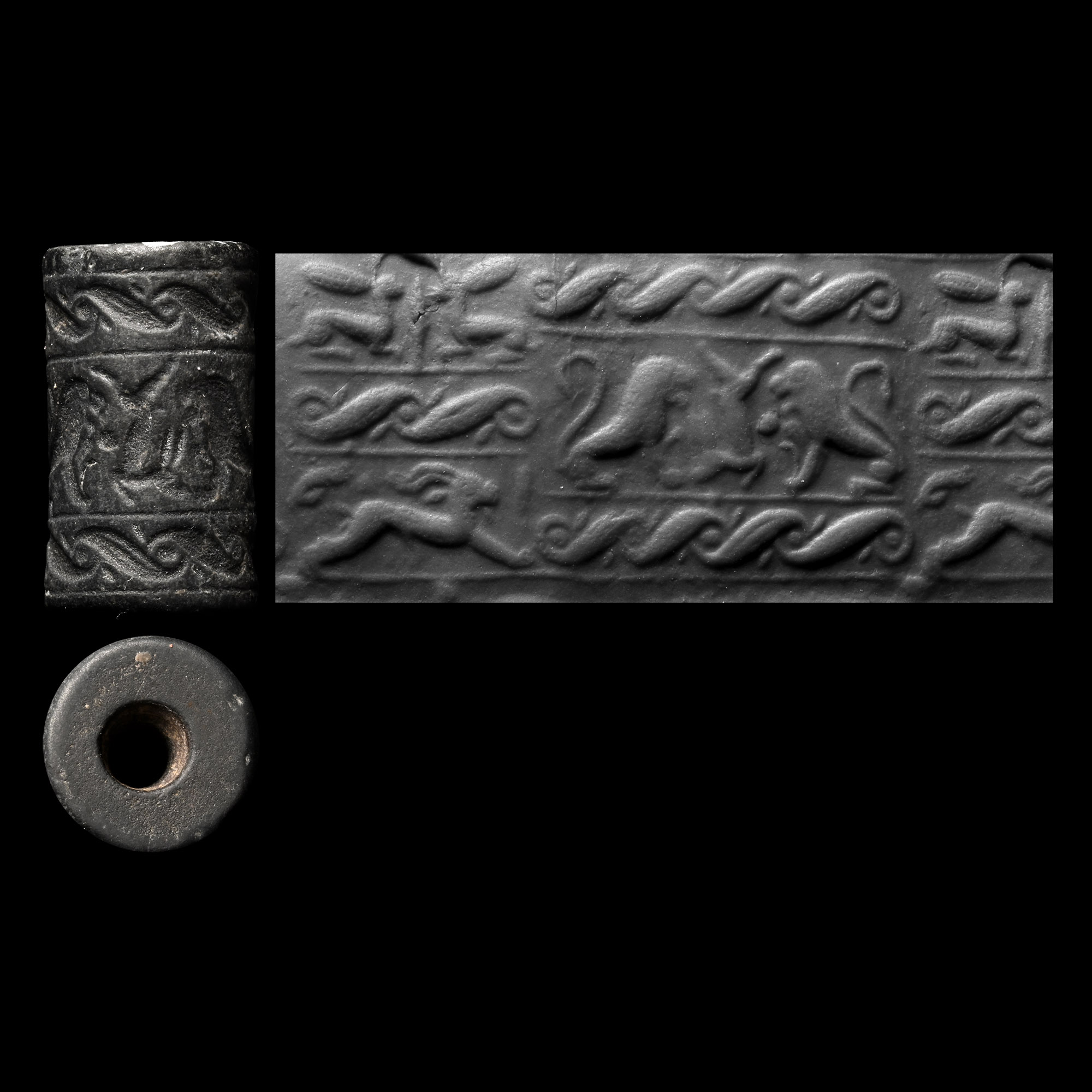 Syrian Haematite Cylinder Seal with Animals