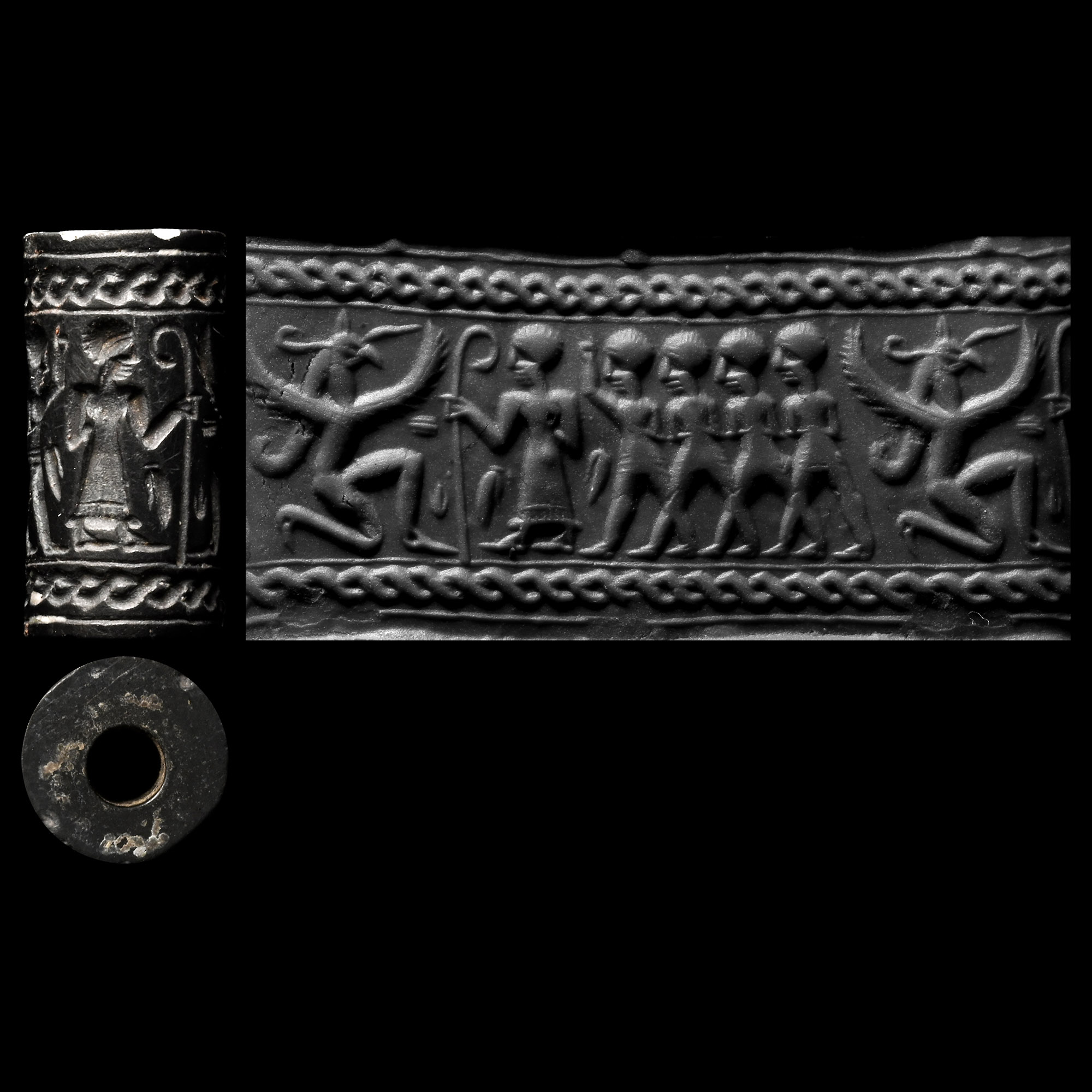 Syrian Haematite Cylinder Seal with Figures
