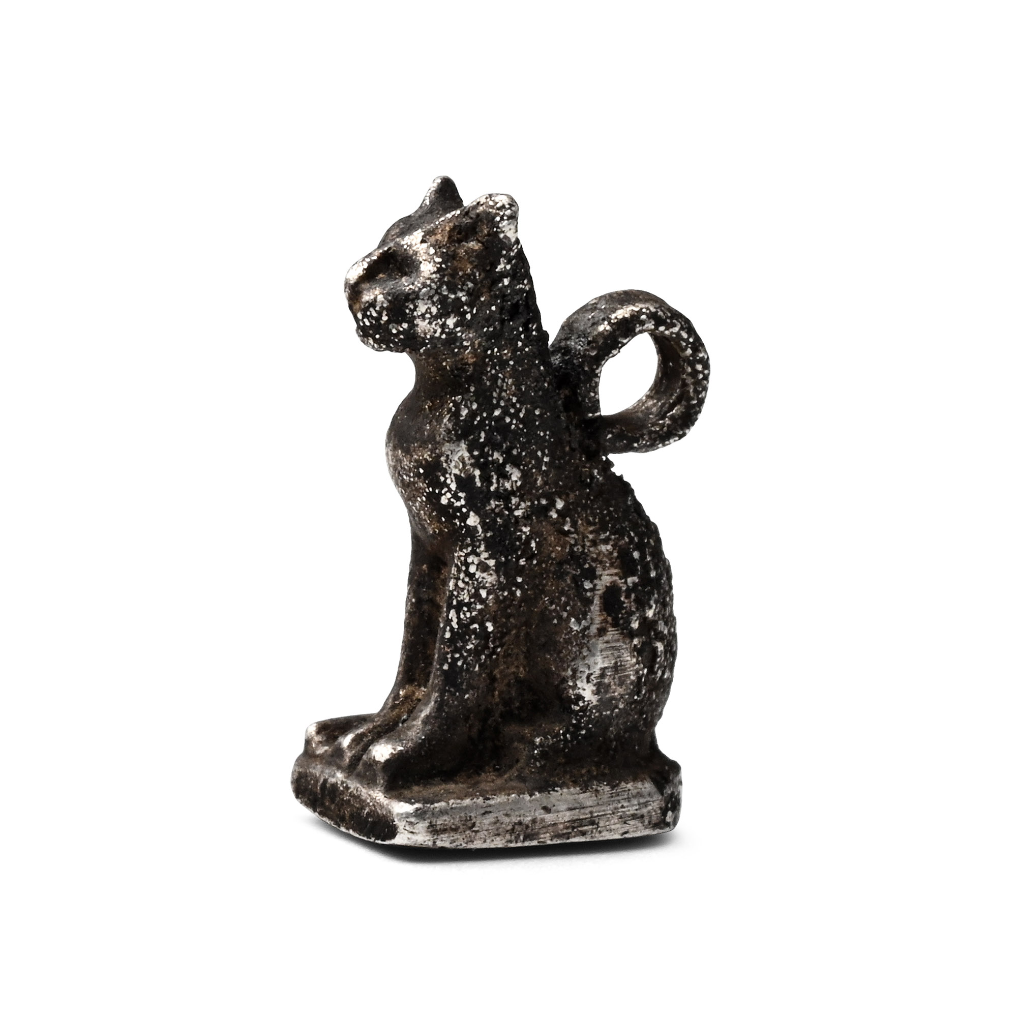 Egyptian Silver Bastet Cat Amulet