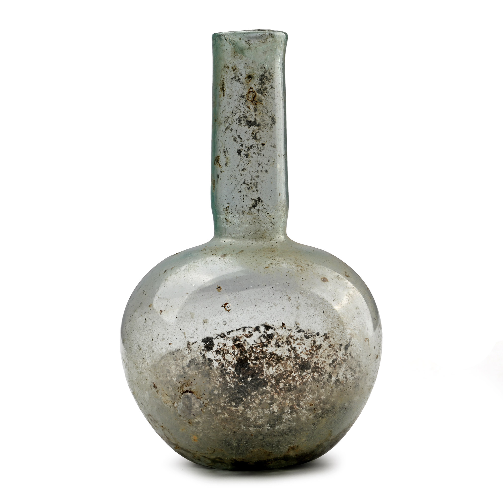 Roman Aqua Glass Flask