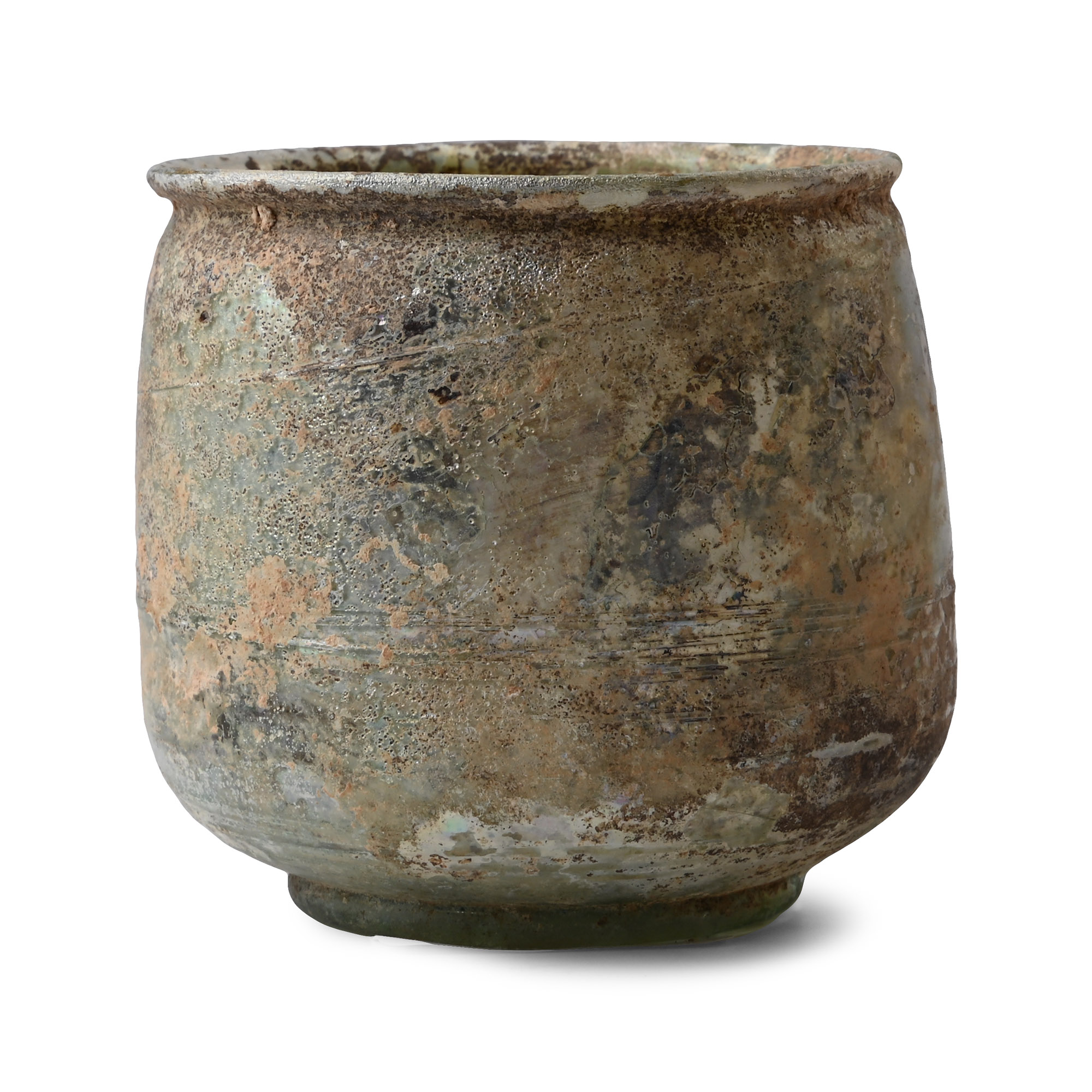 Roman Iridescent Glass Cup with Trail