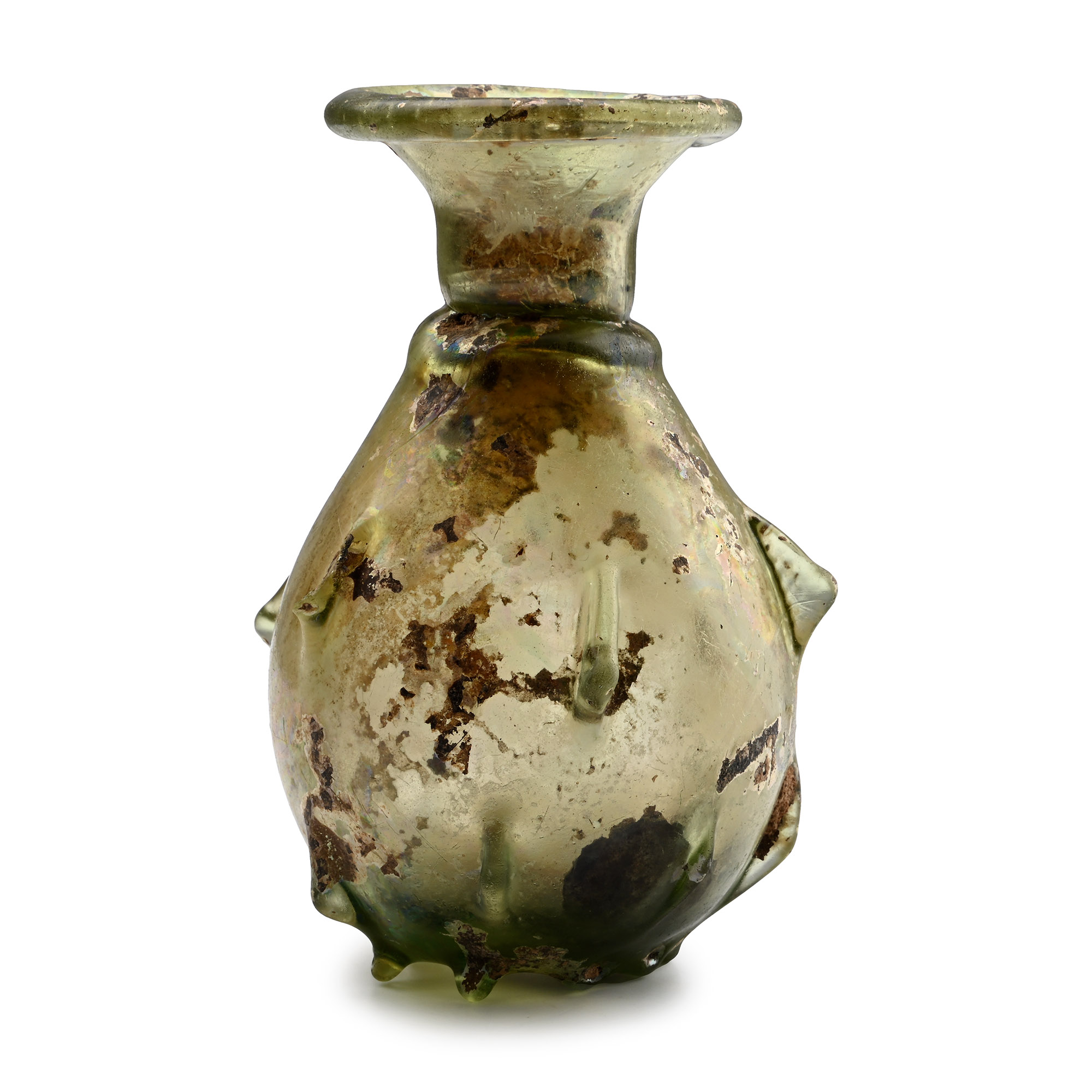 Roman Glass Sprinkler Vessel with Applied Fish