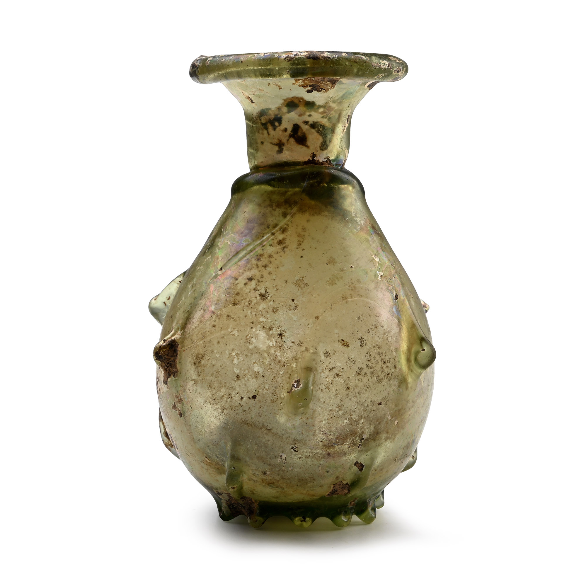 Roman Glass Sprinkler Vessel with Applied Fish