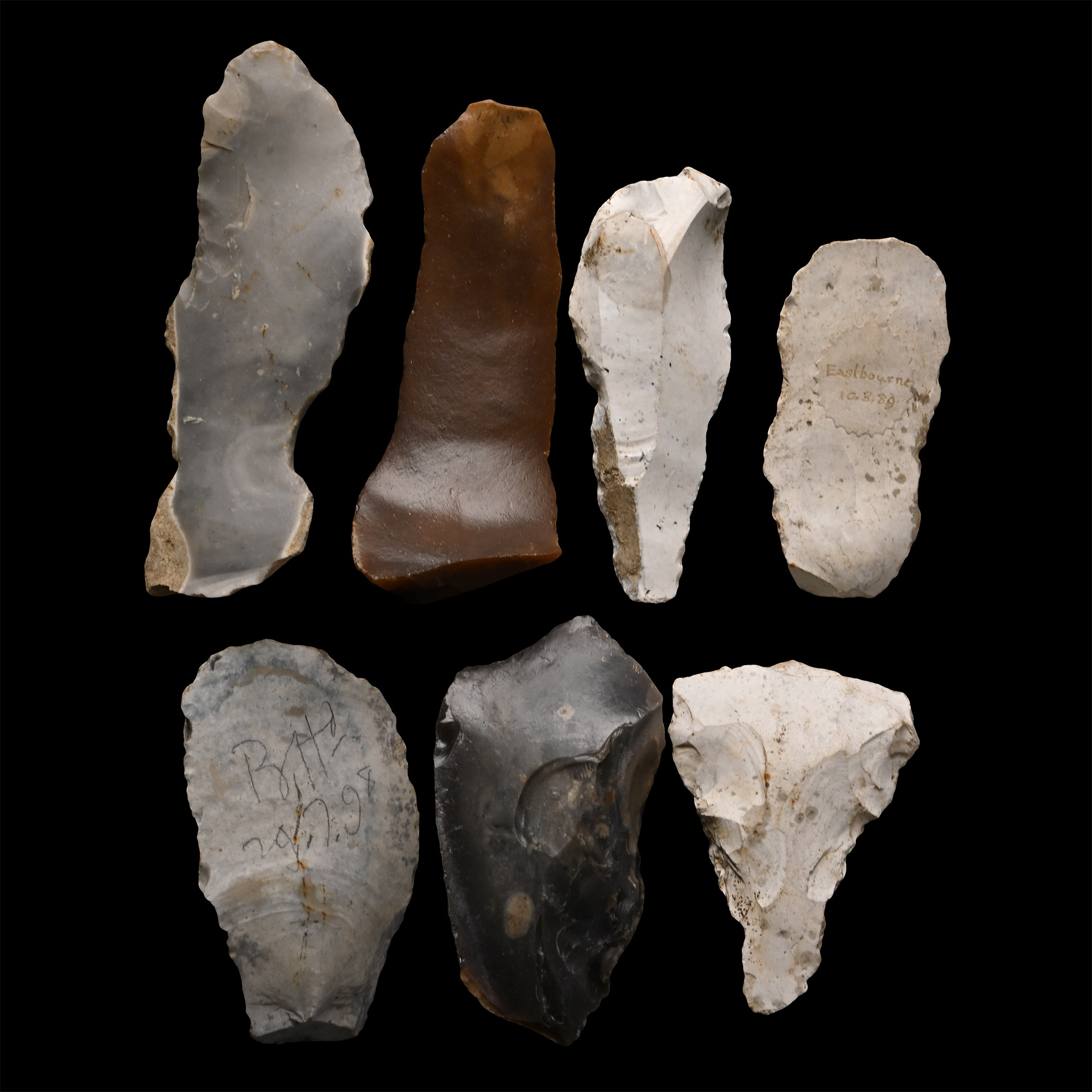 British Stone Age Knapped Scraper and Knife Blade Collection