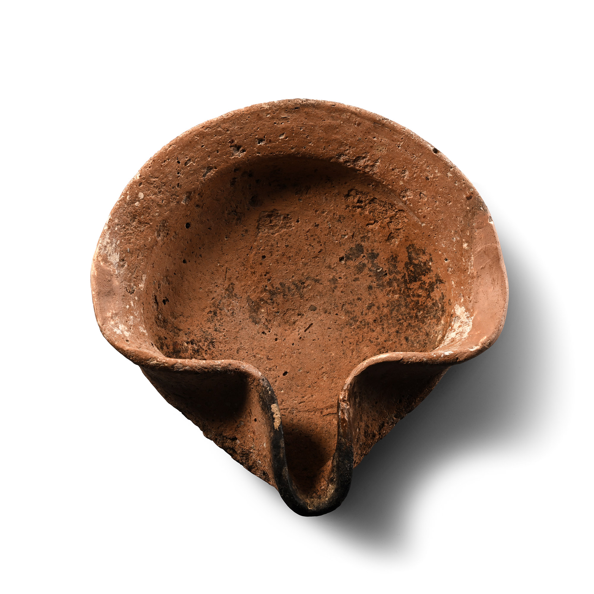 Large Bronze Age Holy Land Terracotta Pinched Rim Oil Lamp