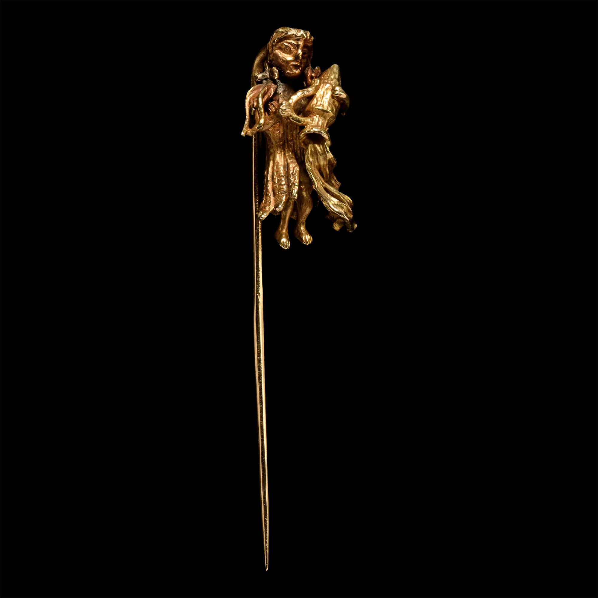 Post Medieval Gold Tie Pin of Aquarius