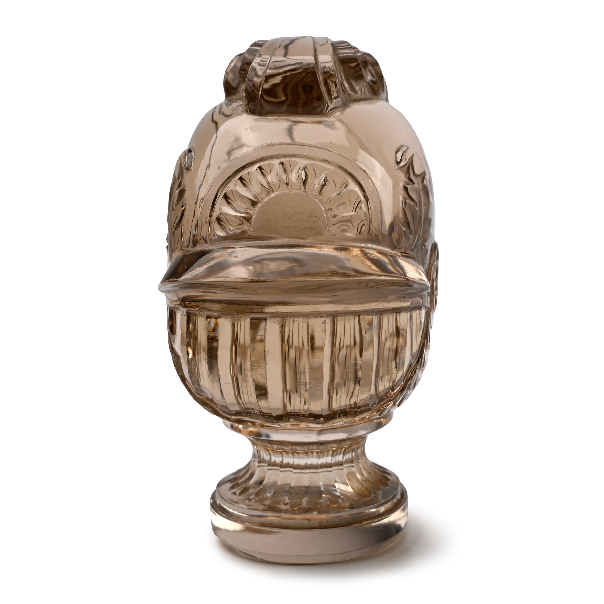 Smoky Quartz Desk Seal in the form of a Plumed Helmet