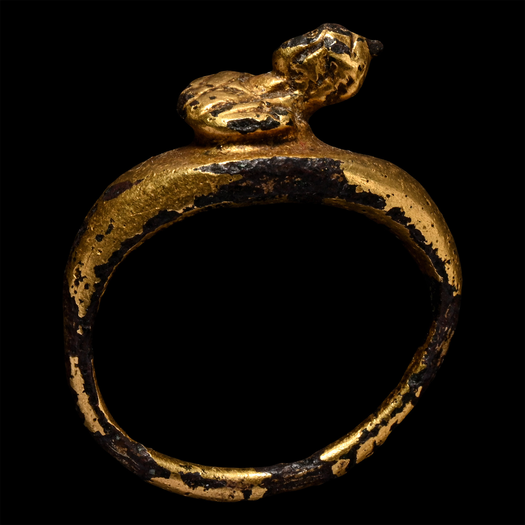 Roman Gilt Bronze Ring with Bust of Minerva