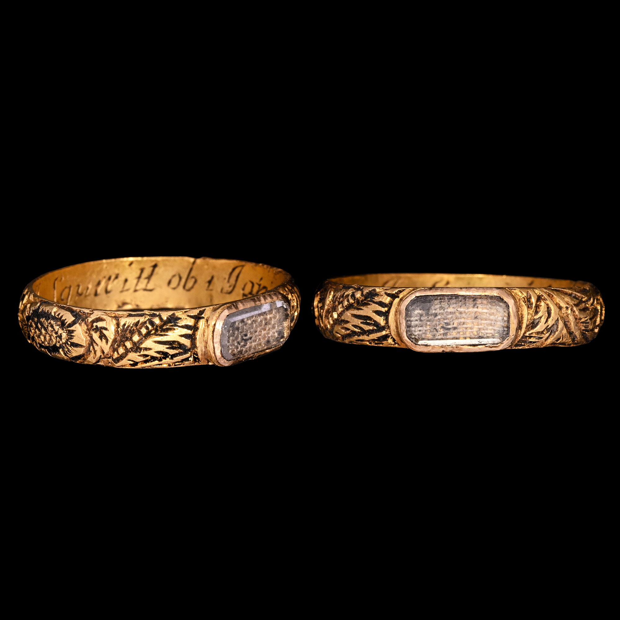 Stuart Period Gold Mourning Ring with Rock Crystal Gemstone