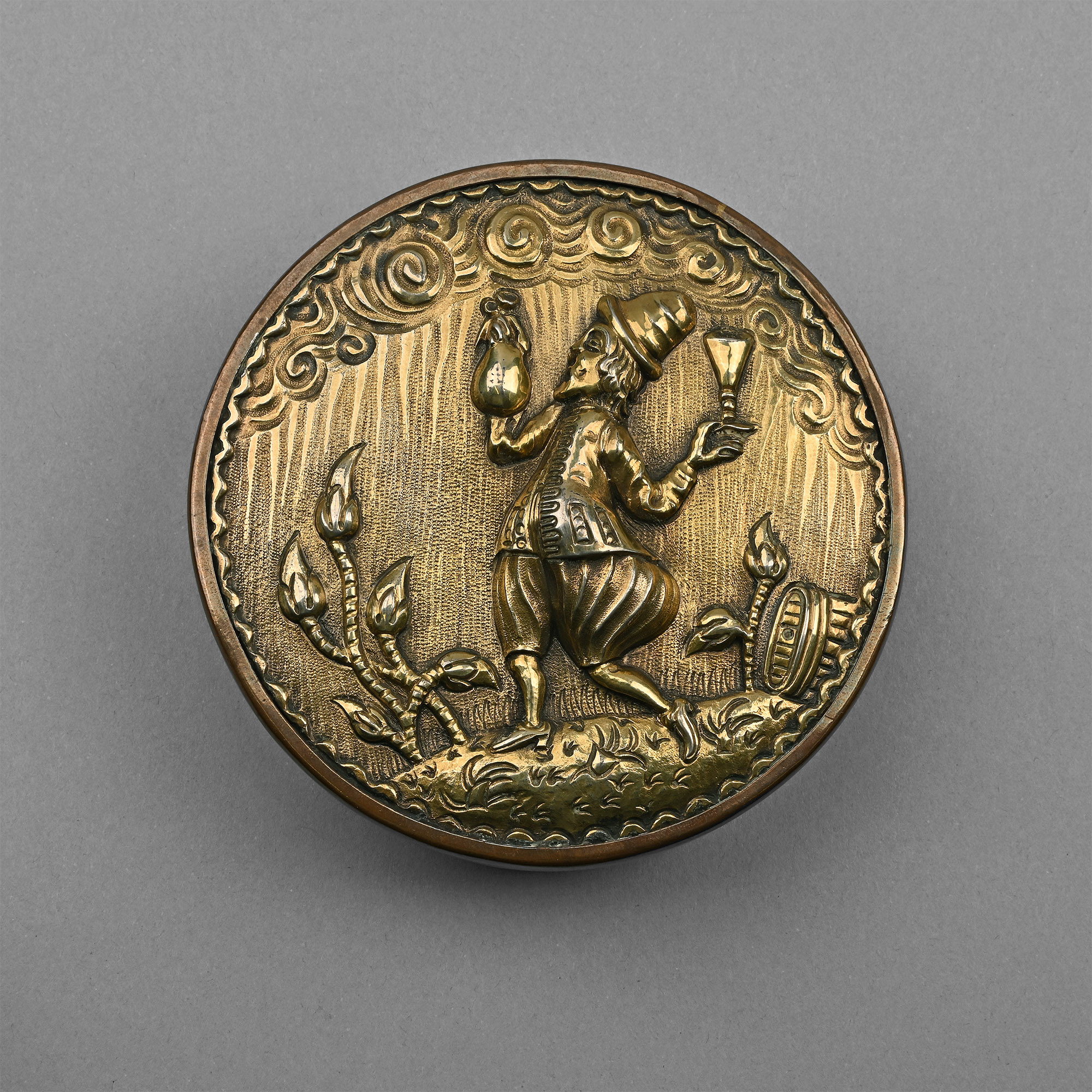 Silver-Gilt Tobacco Box with Drunken Man