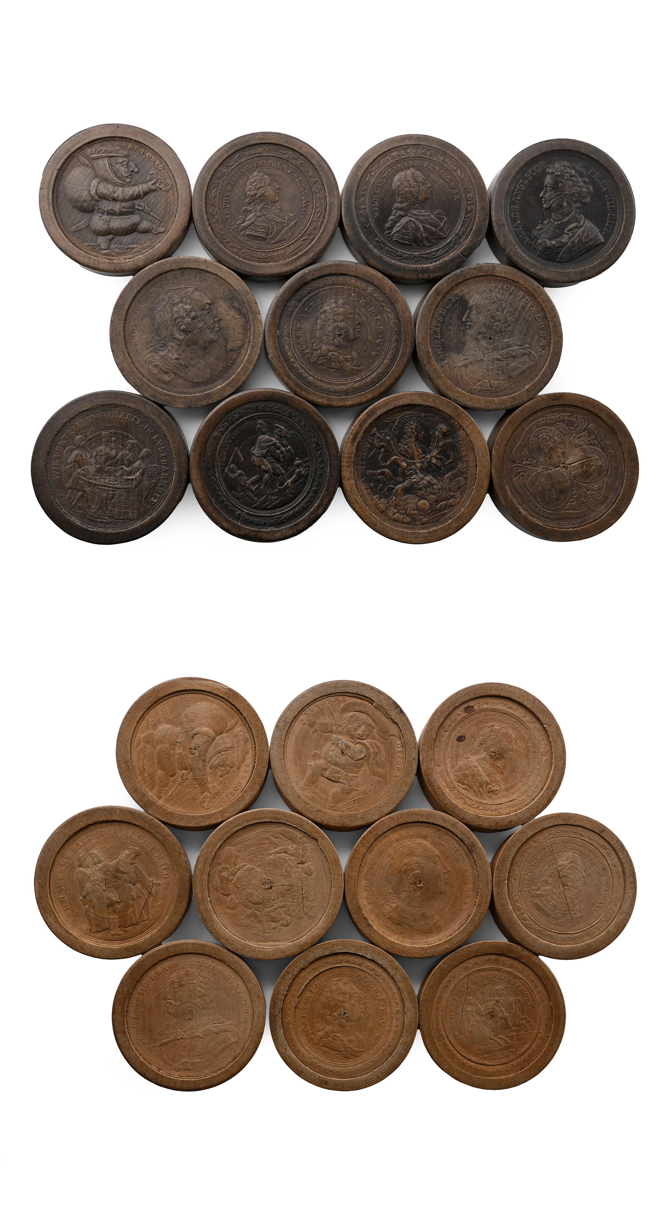 Post Medieval Stained and Natural Wooden Gaming Pieces