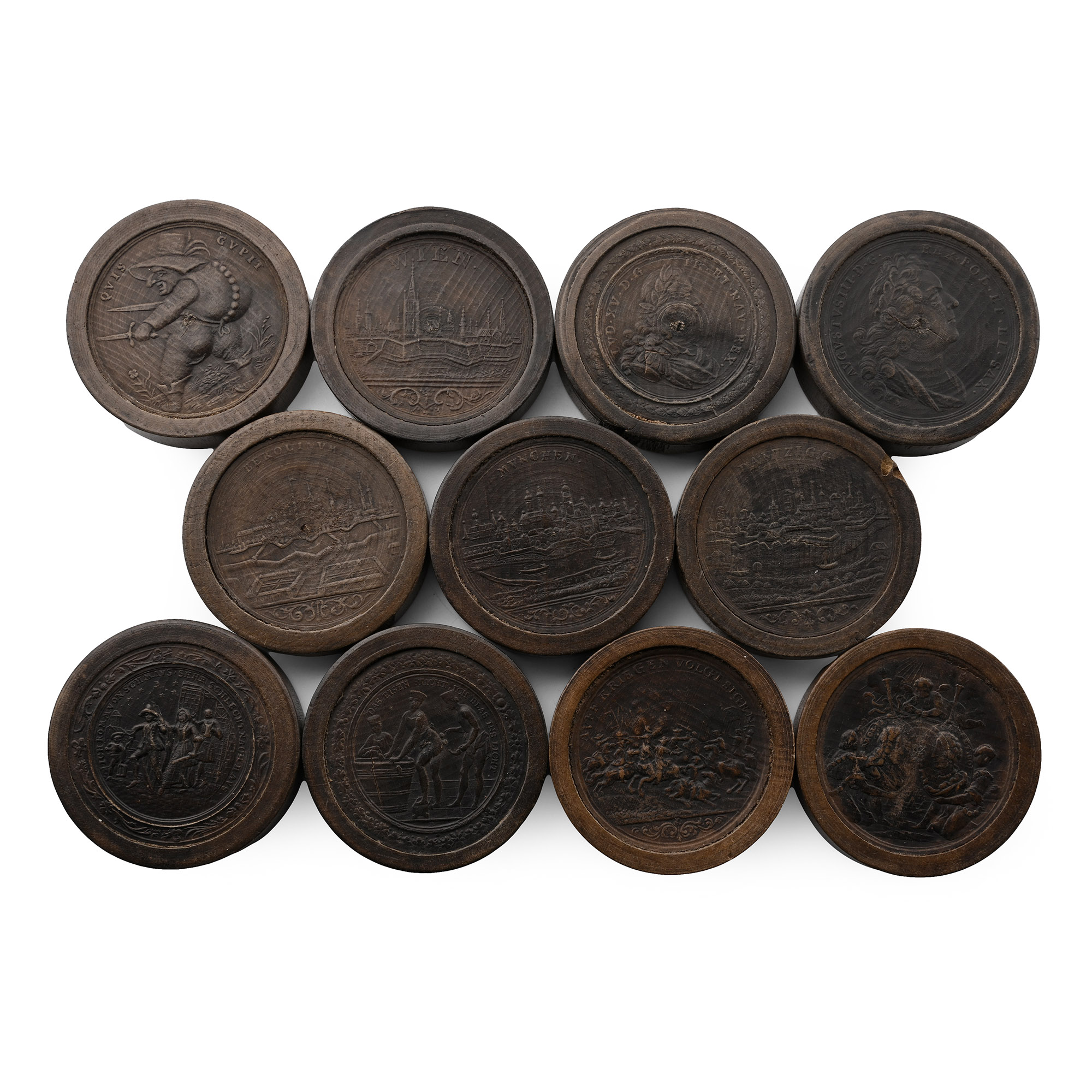 Post Medieval Stained and Natural Wooden Gaming Pieces