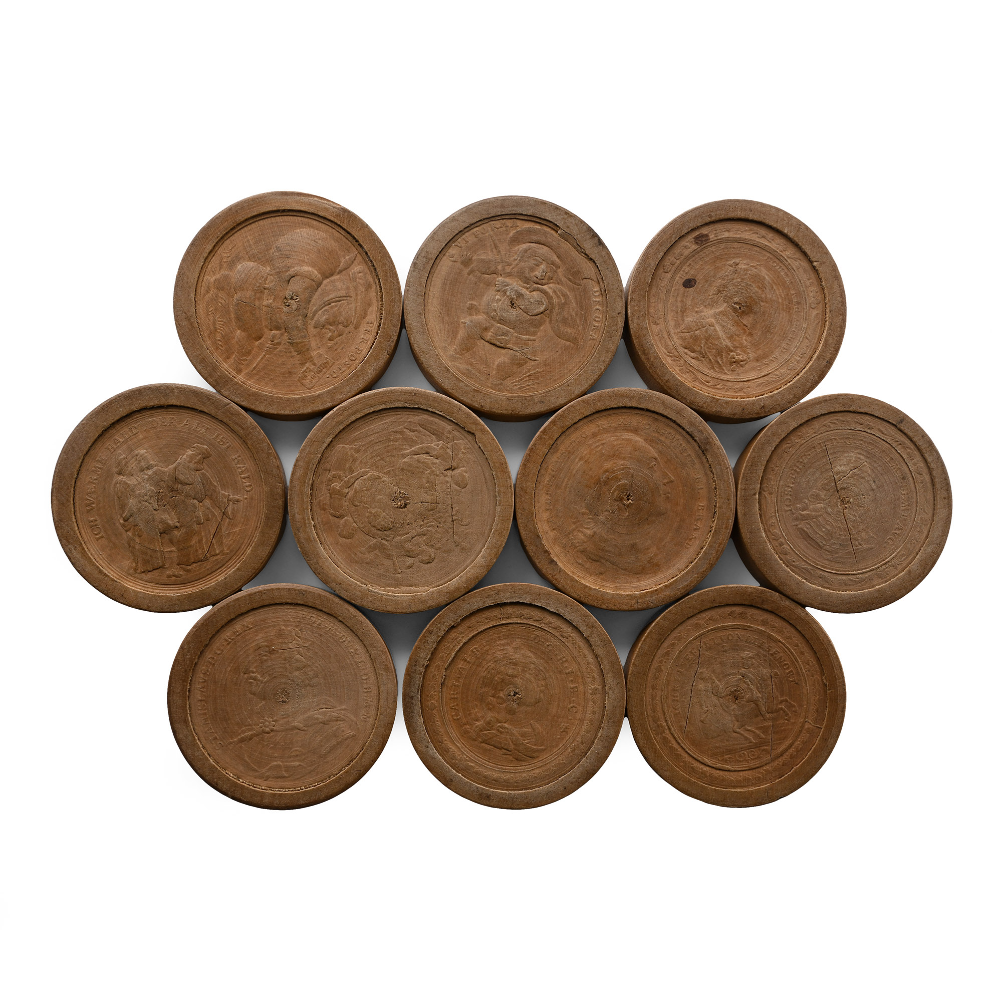 Post Medieval Stained and Natural Wooden Gaming Pieces